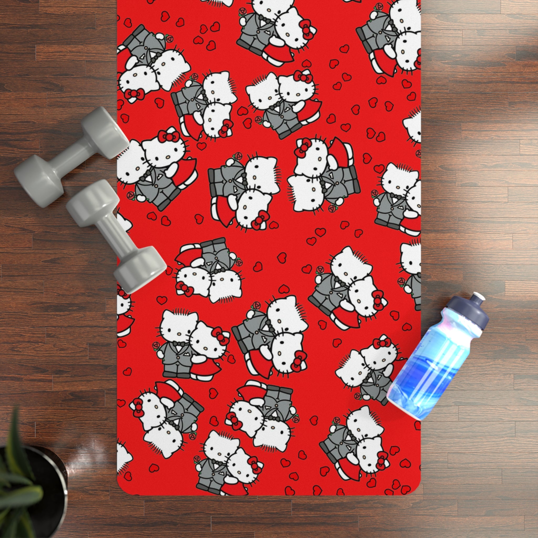 Rubber yoga mat kitty wedding anniversary red