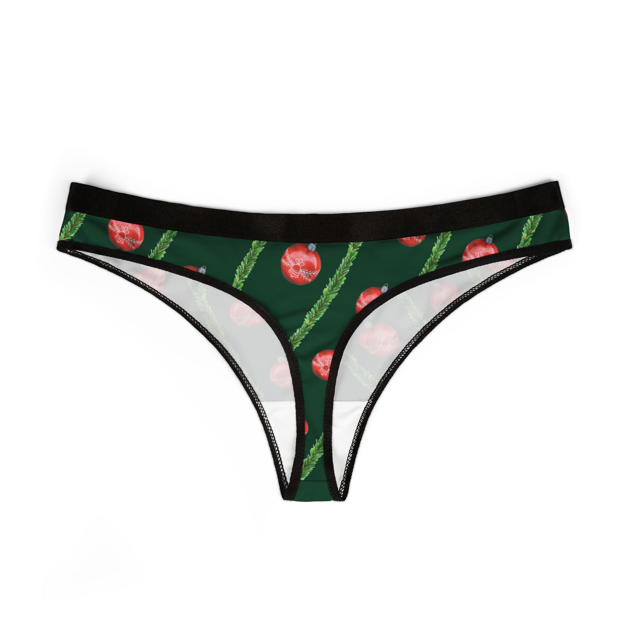 Women's thongs green christmas santa