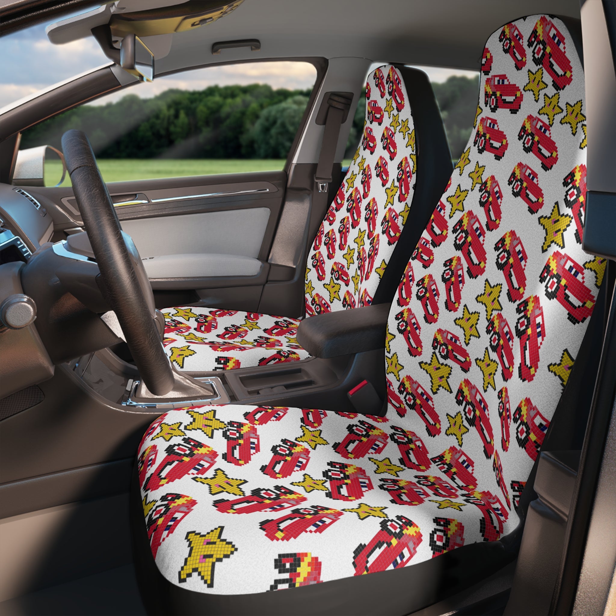 Car seat covers mcqueen stars white