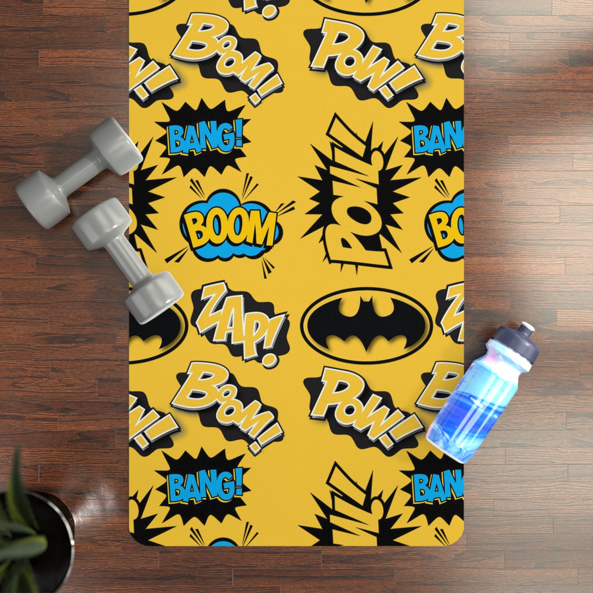 Rubber yoga mat batman sounds yellow