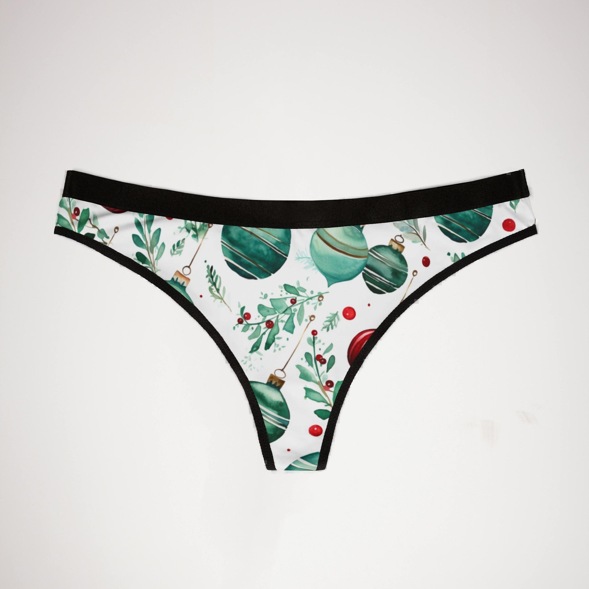 Women's thongs watercolor christmas