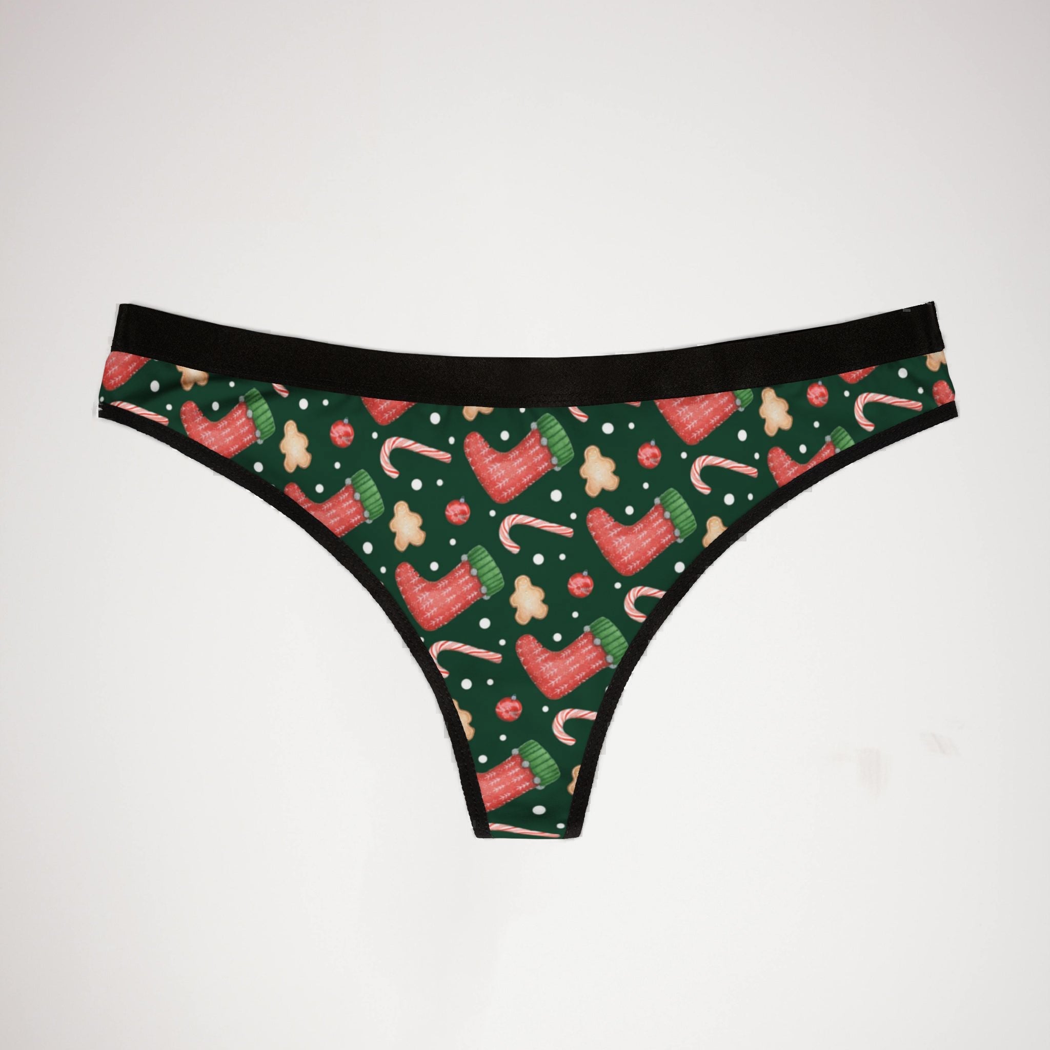 Women's thongs green christmas santa