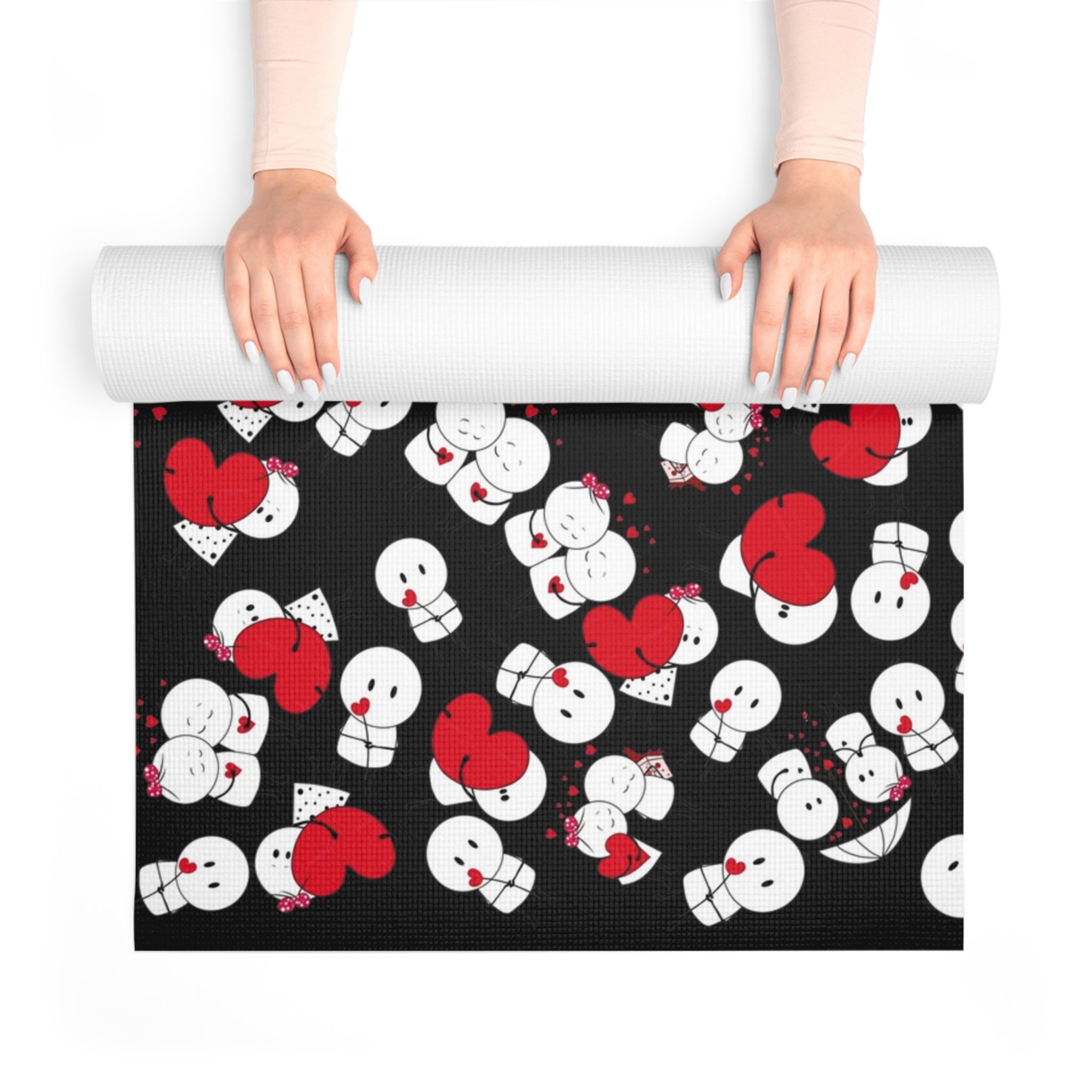 Foam yoga mat cute valentine love black