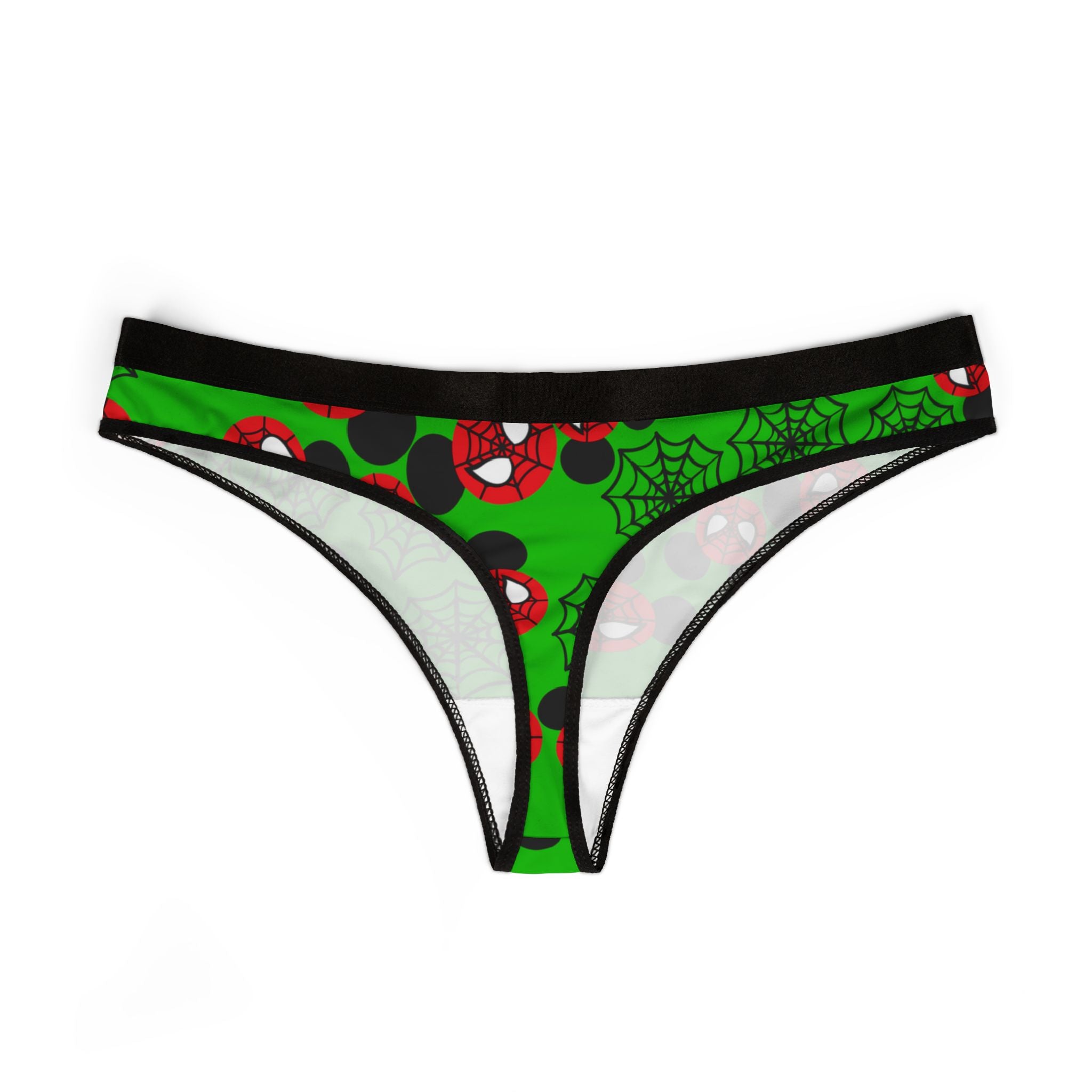 Women's thongs spider mickey web green