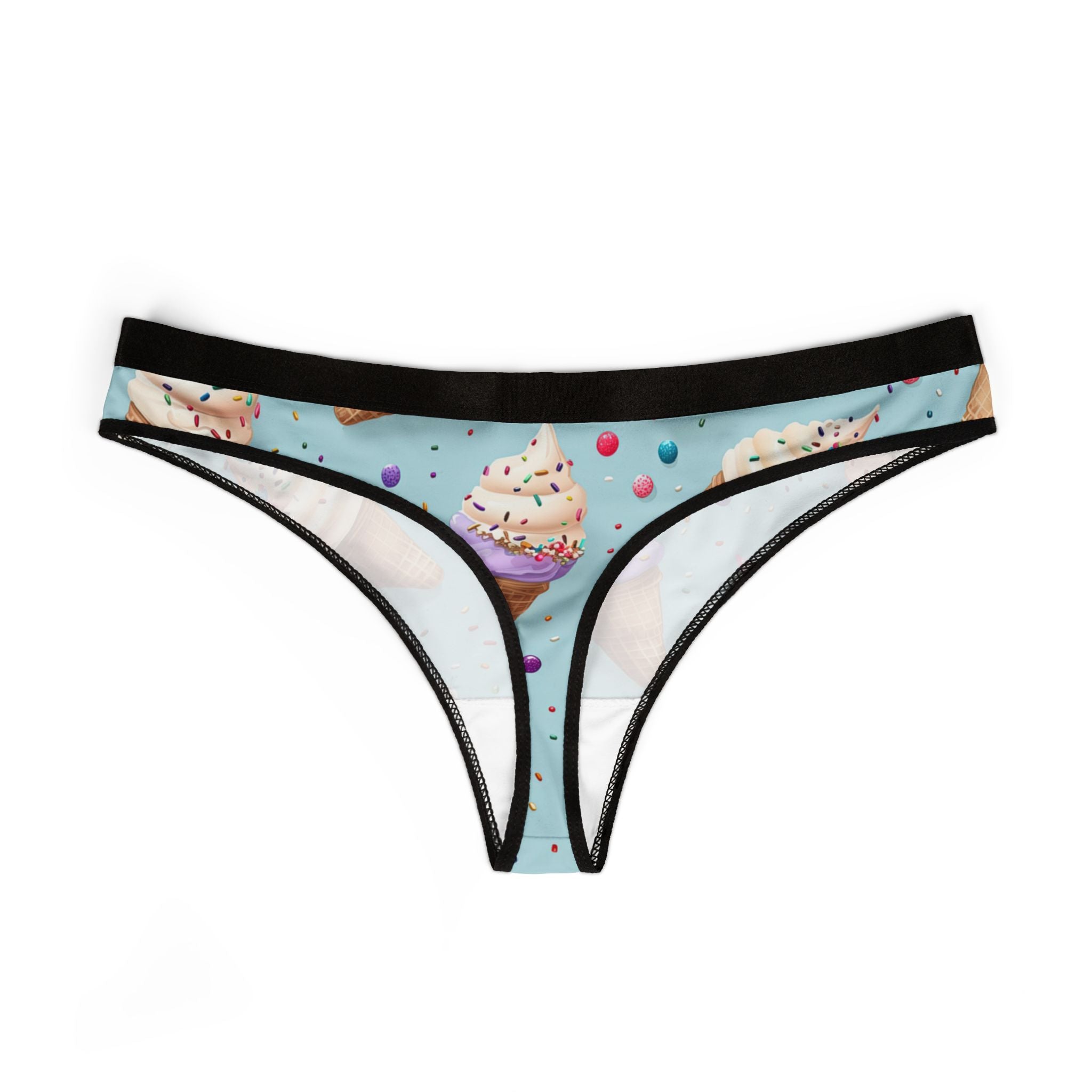 Women's thongs sprinkled ice cream