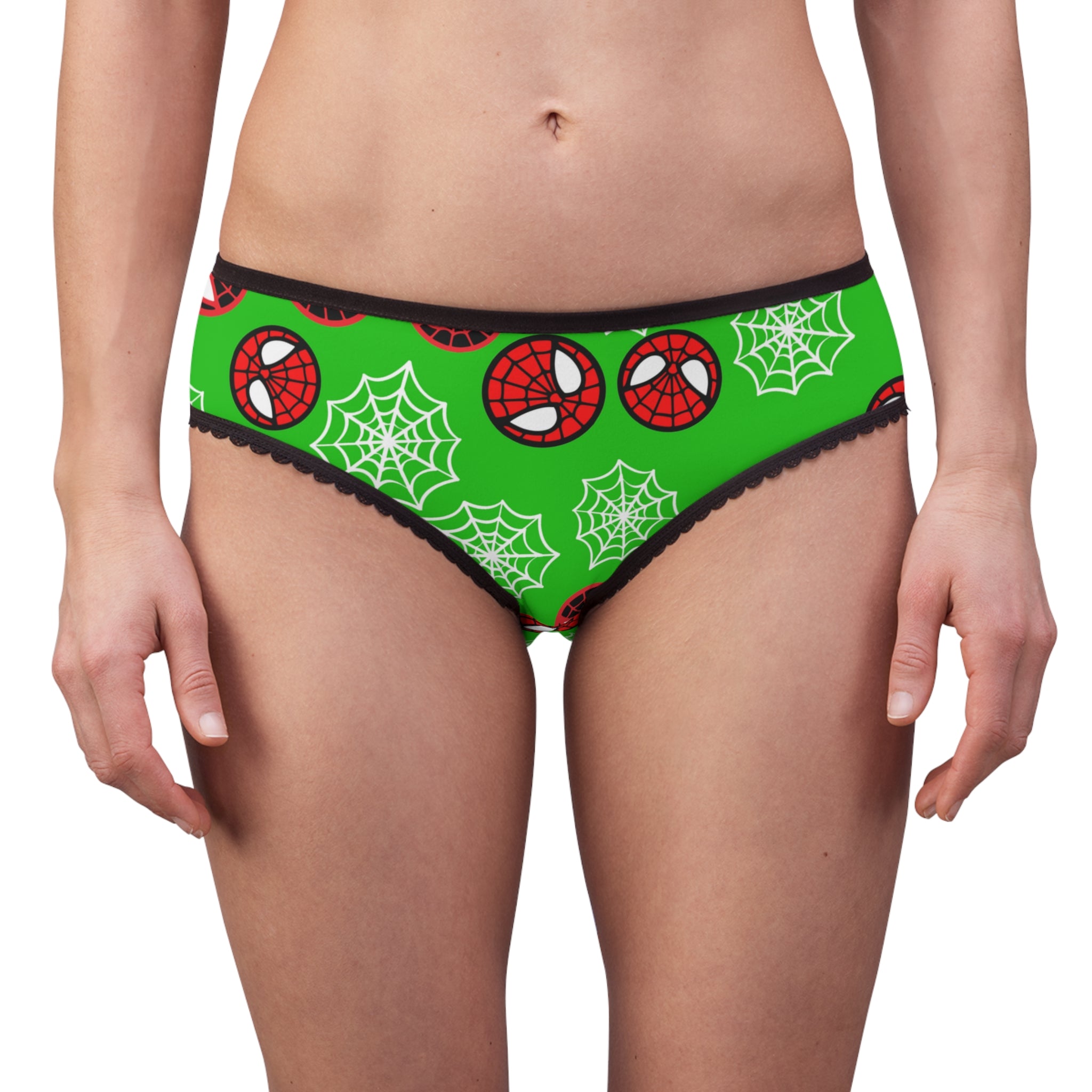 Women's briefs spider circle web green