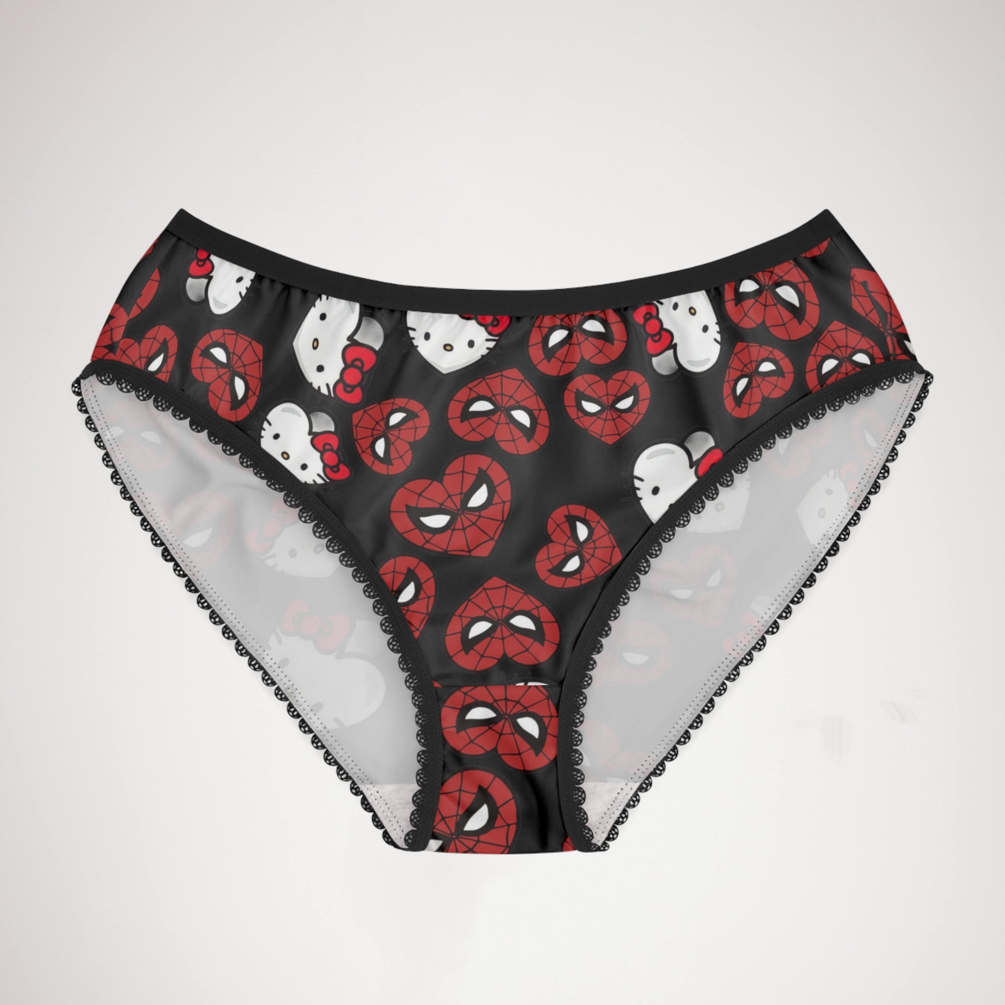 Women's briefs spider kitty double hearts black