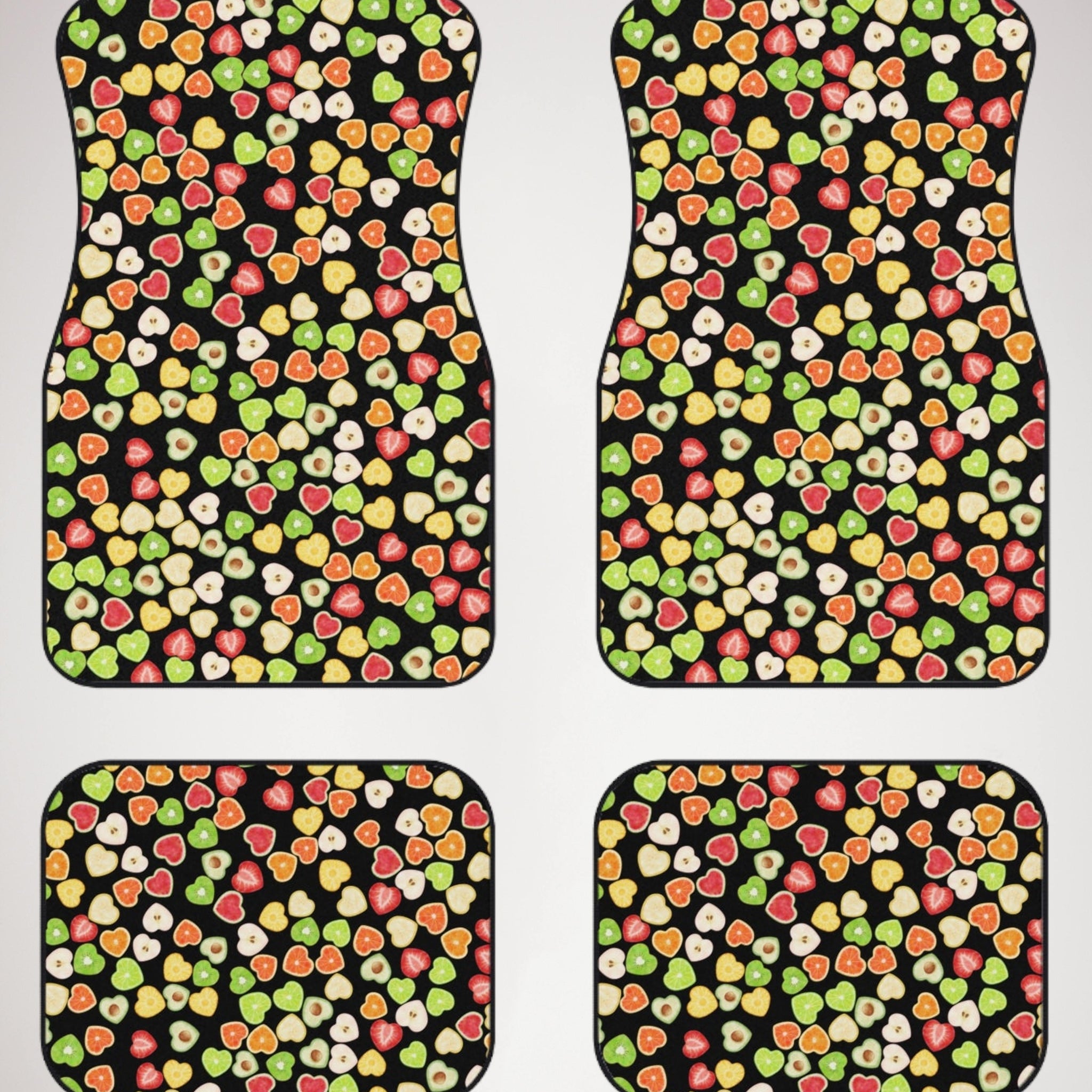 Car mats (set of 4) heart fruits black