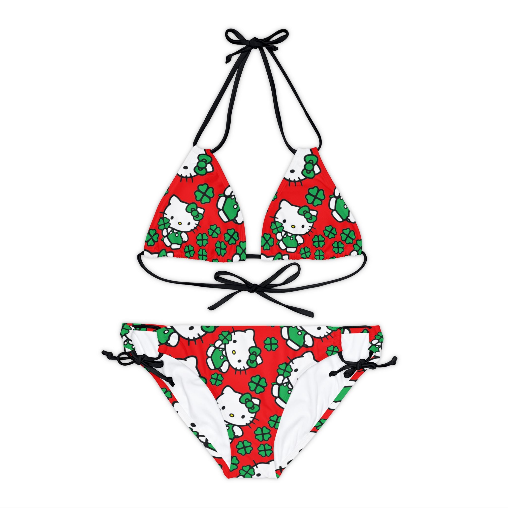 Strappy bikini set kitty saint patrick lucky red