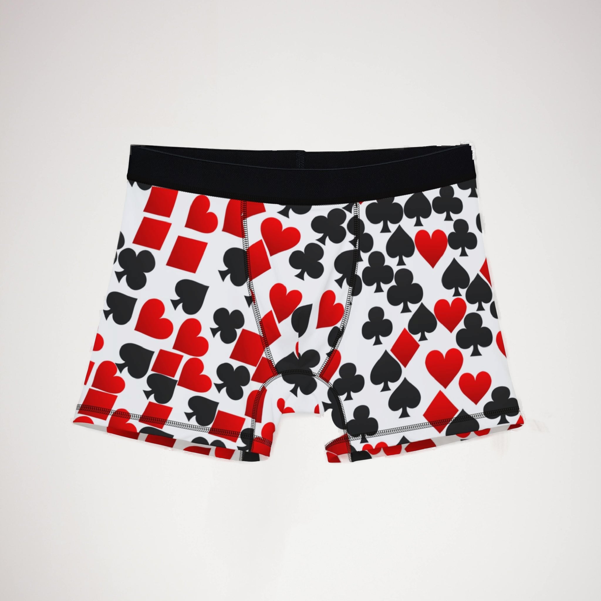 Men's boxers playing cards spades hearts diamonds clubs valentine love white