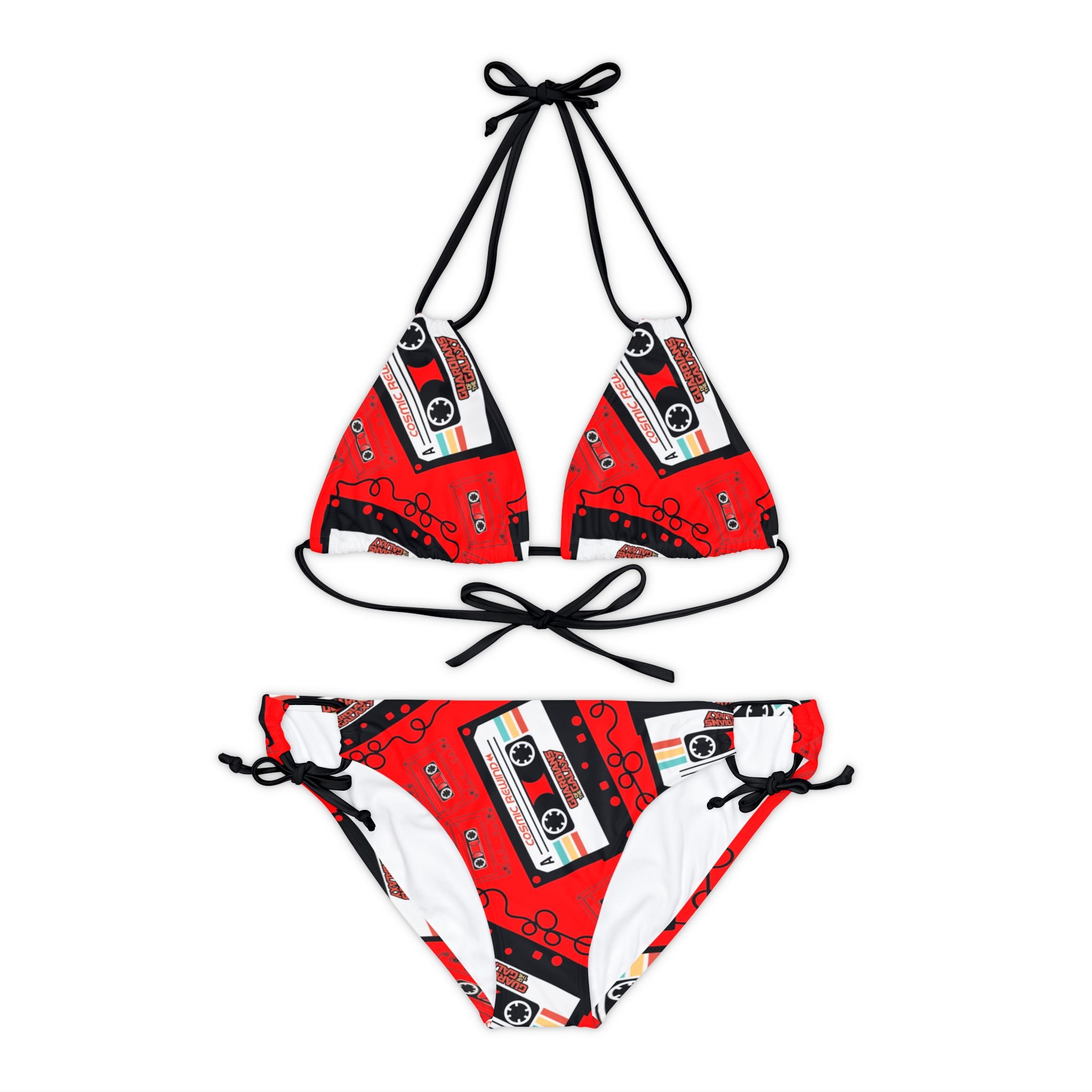 Strappy bikini set cosmic rewind cassette red