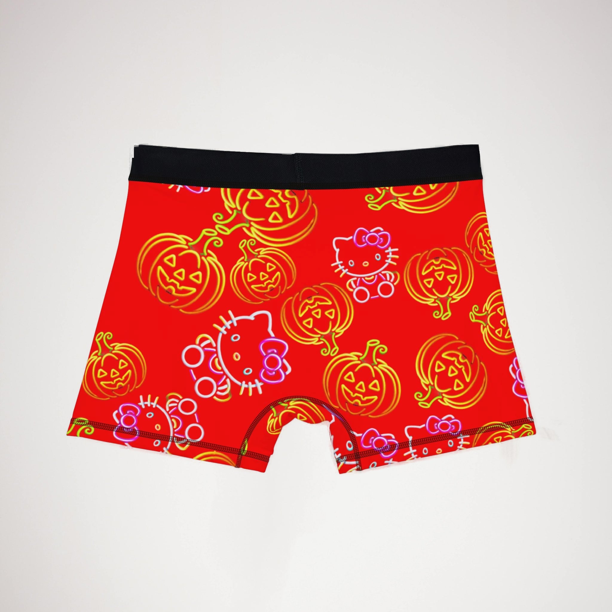 Men's boxers neon pumpkin kitty halloween red