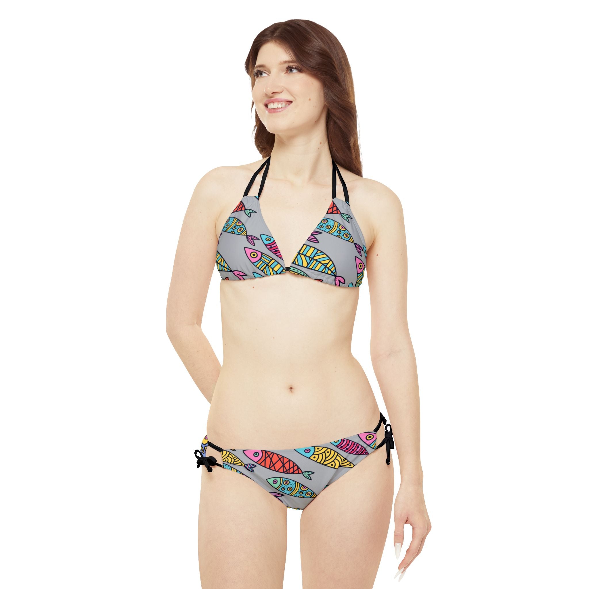 Strappy bikini set cute fishes nature