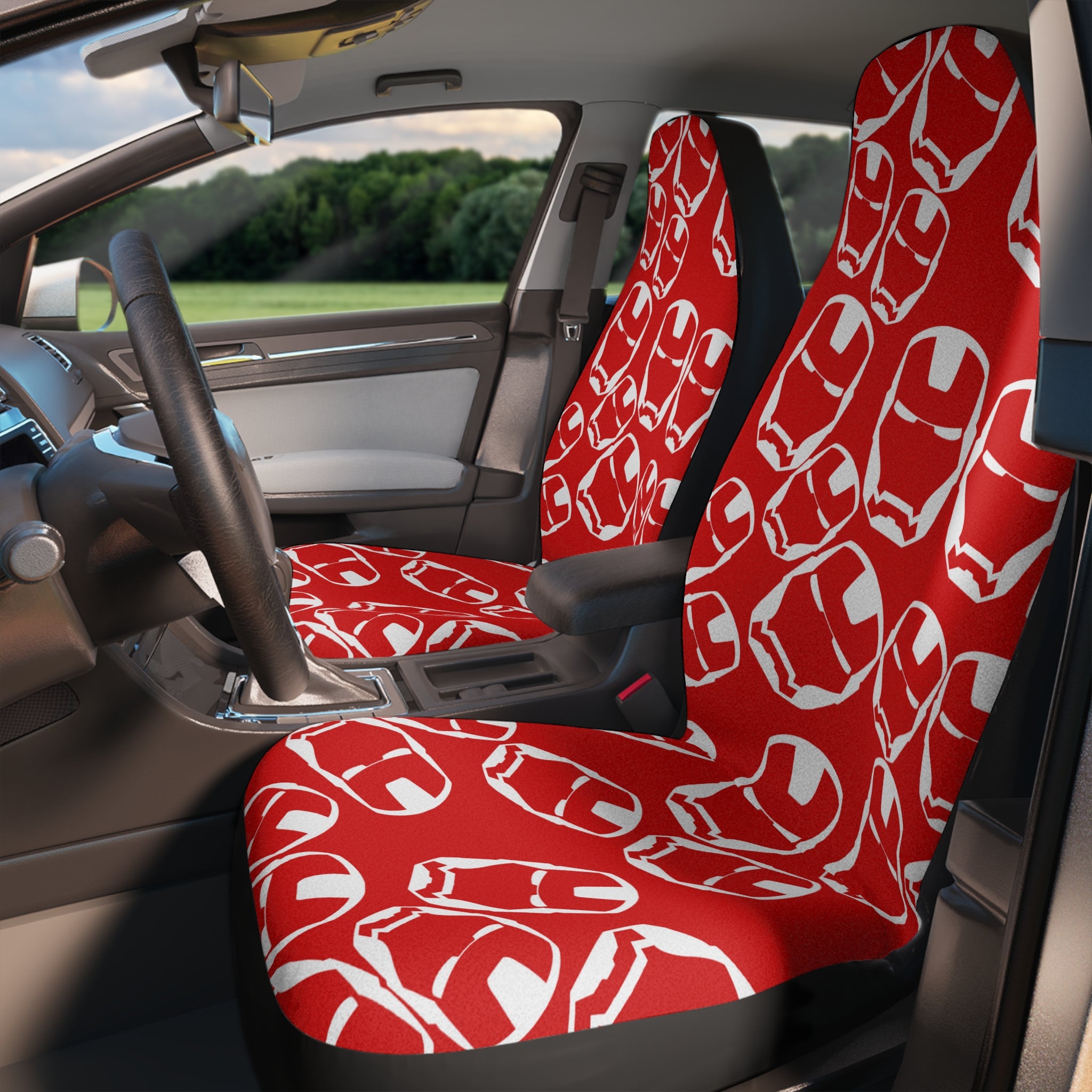 Car seat covers iron man red