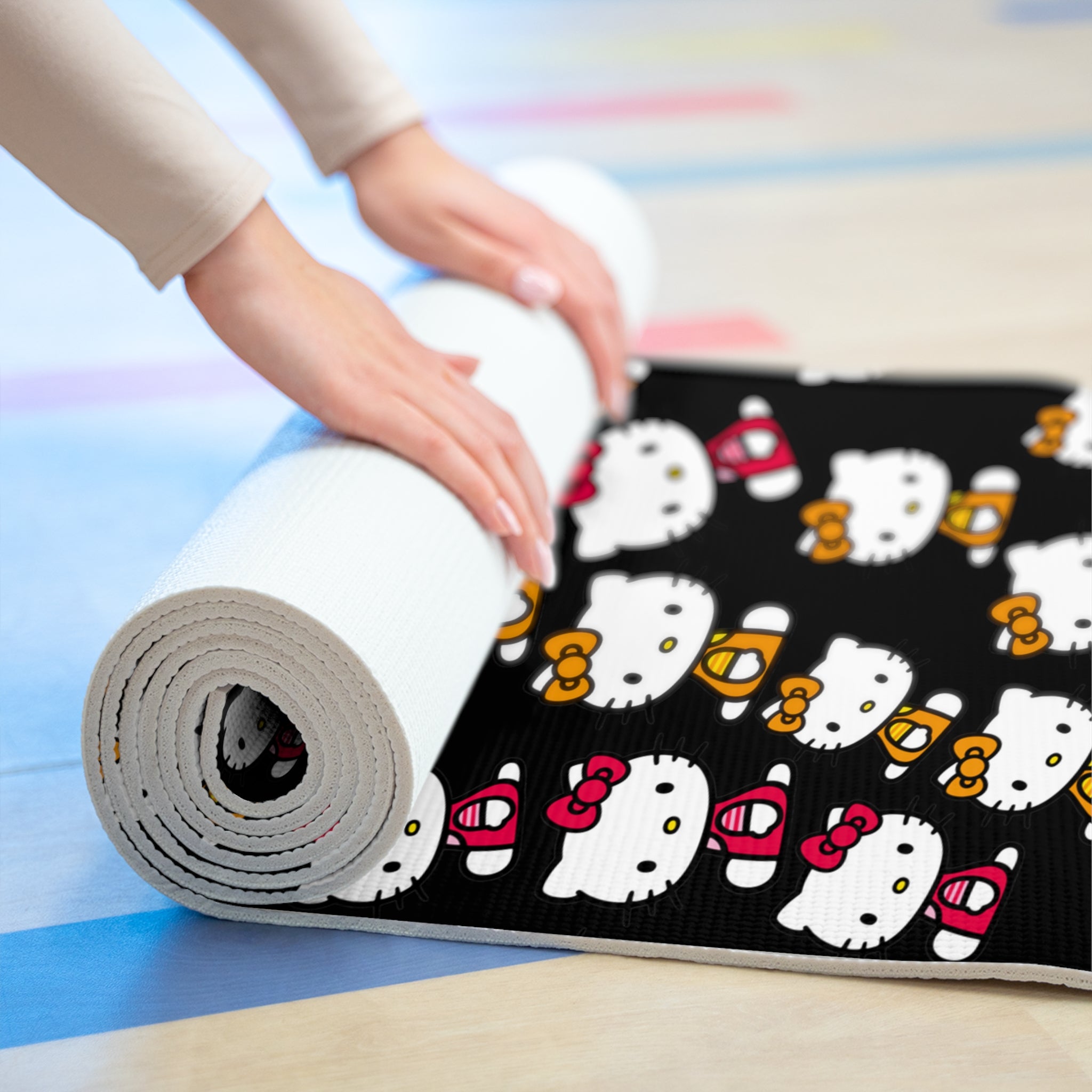 Foam yoga mat kitty two colors black