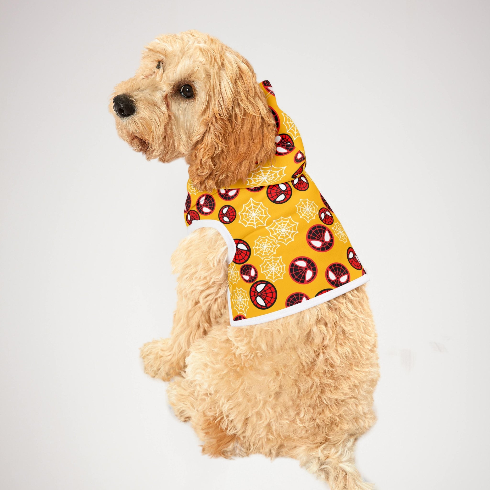 Pet hoodie spider circle web yellow