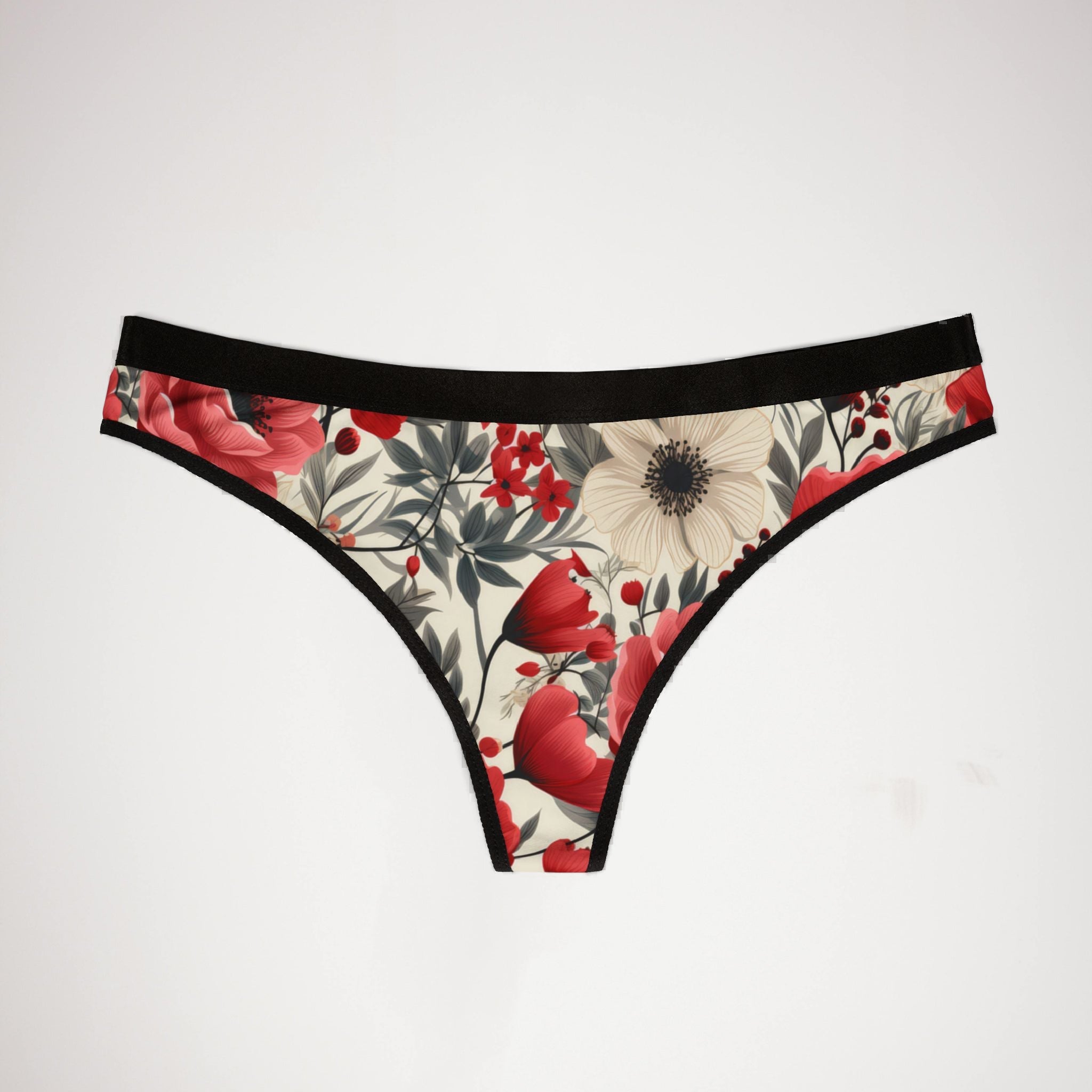Women's thongs cute red flowers