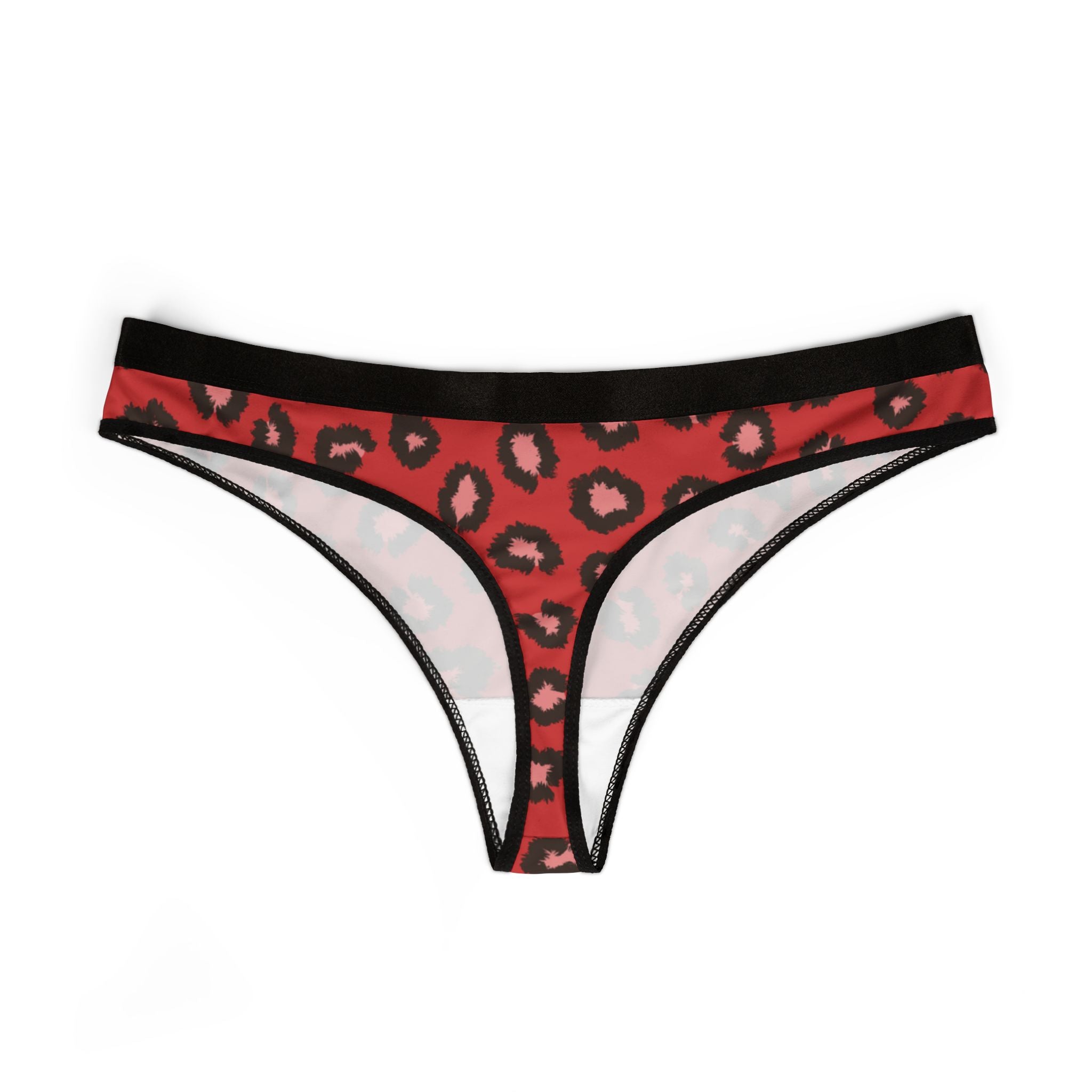 Women's thongs red leopard