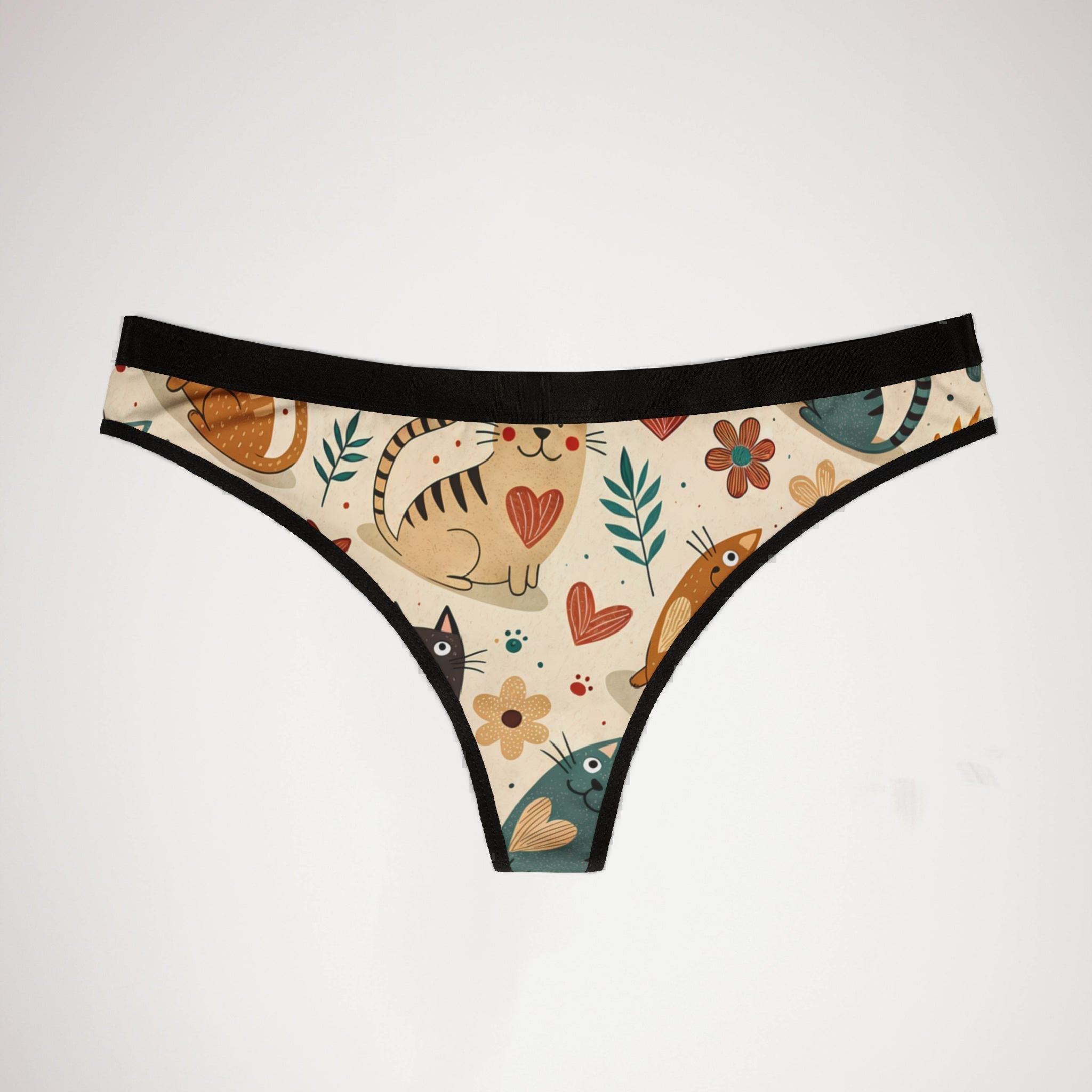 Women's thongs cute cats doodle