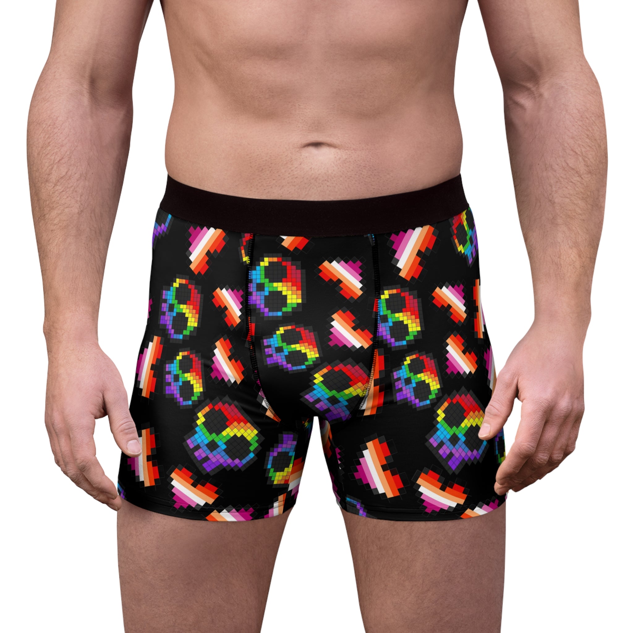 Men's boxer briefs lgbt pride skull heart Halloween black