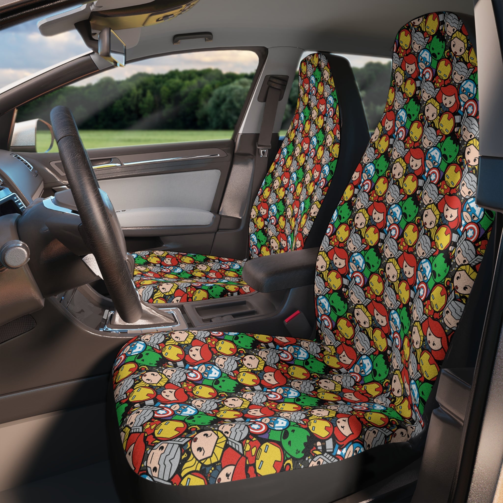 Car seat covers marvel avengers black