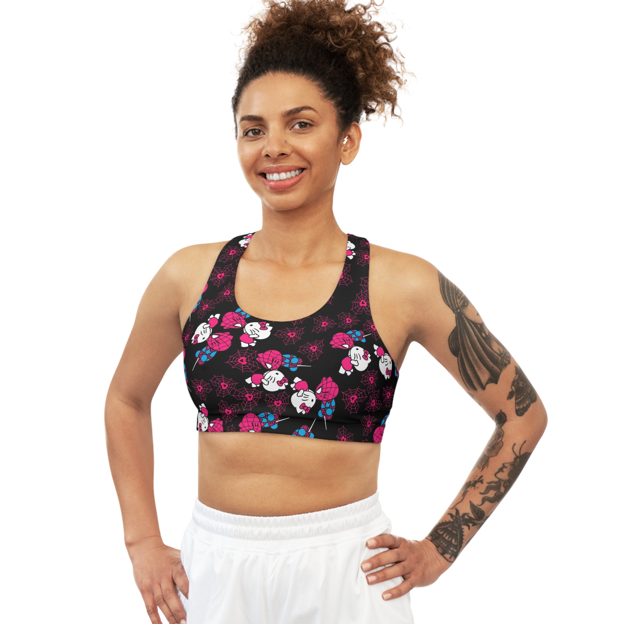 Sports bra spider kitty black