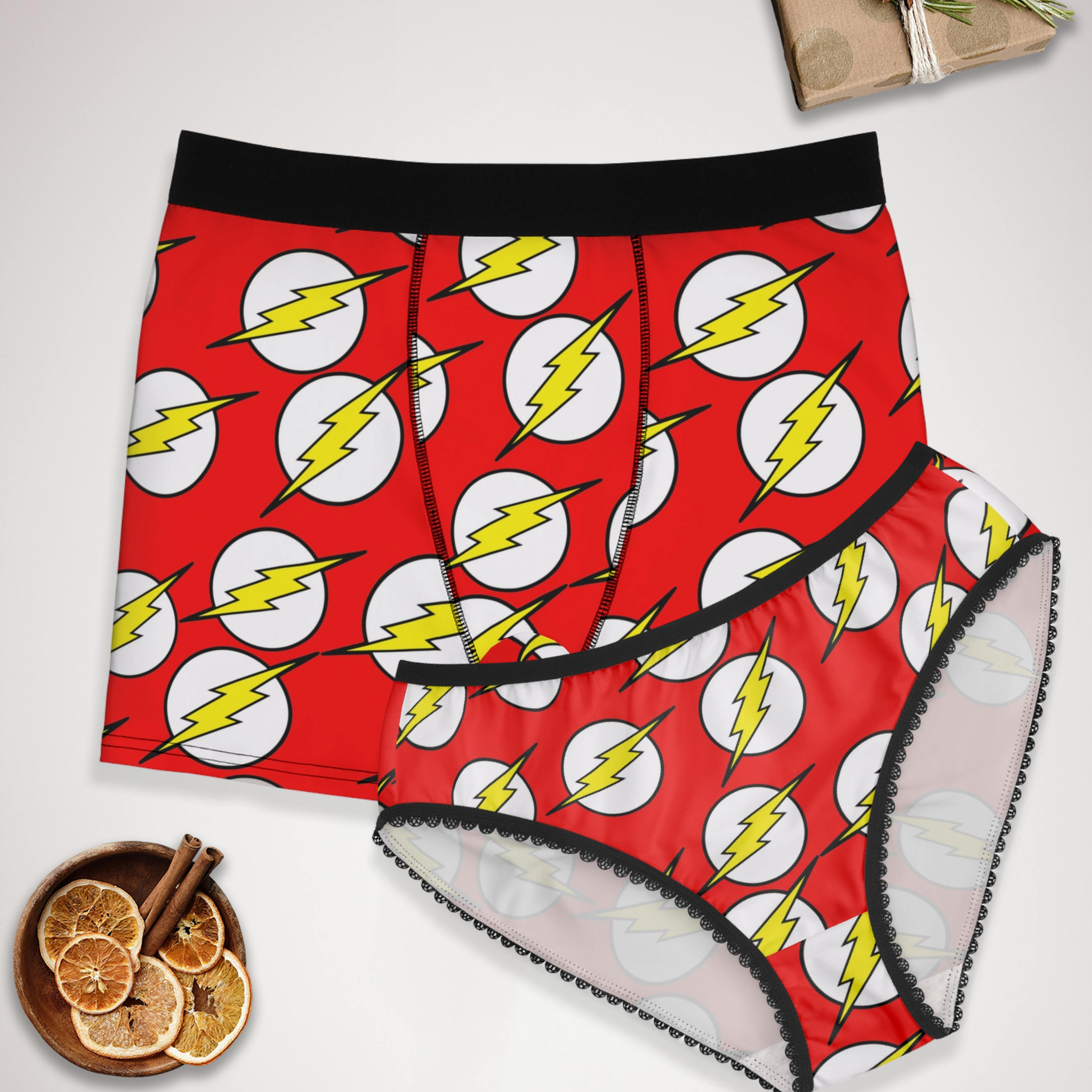 Couples matching shazam flash underwear set boxer & briefs