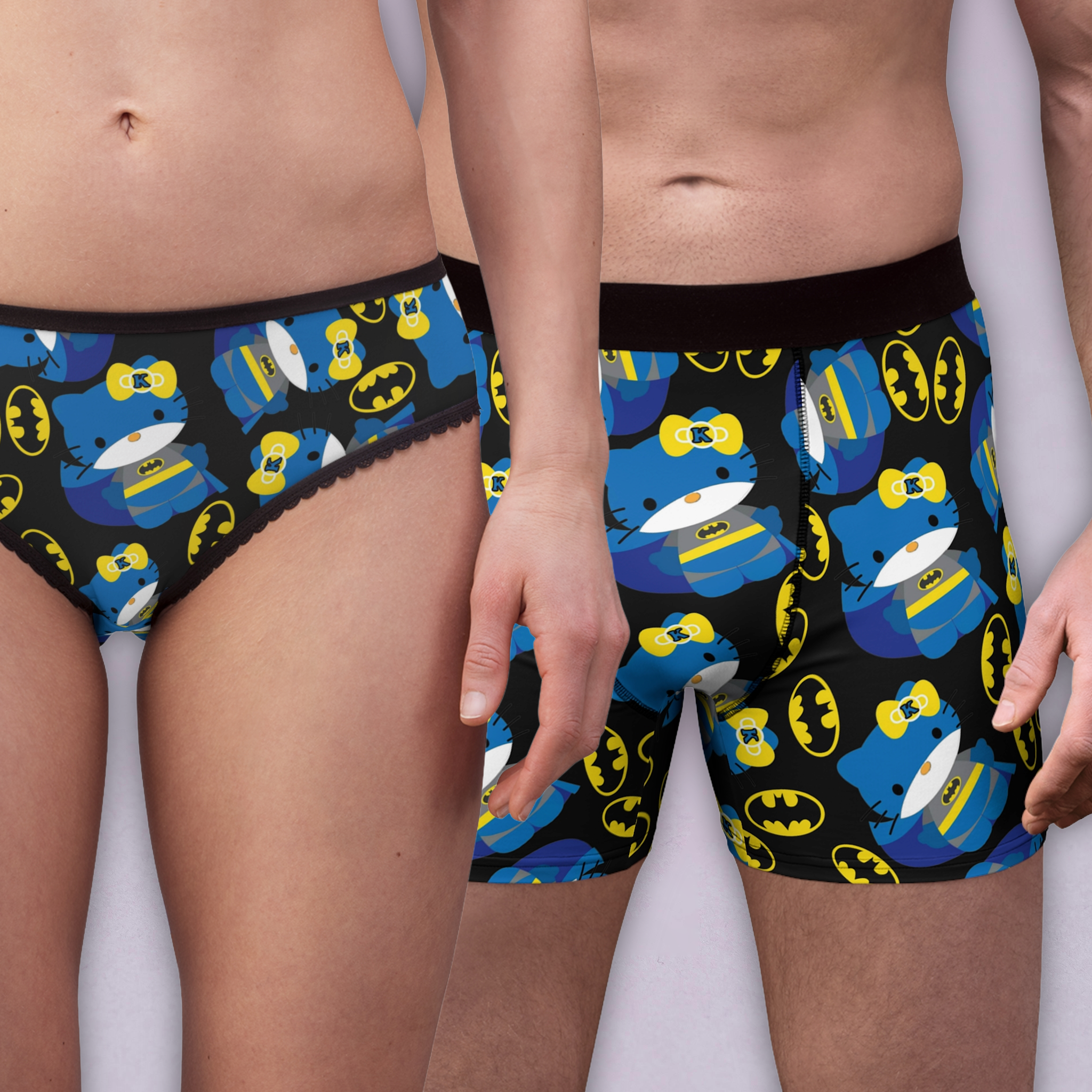 Couples matching batman kitty logo underwear set boxer & briefs