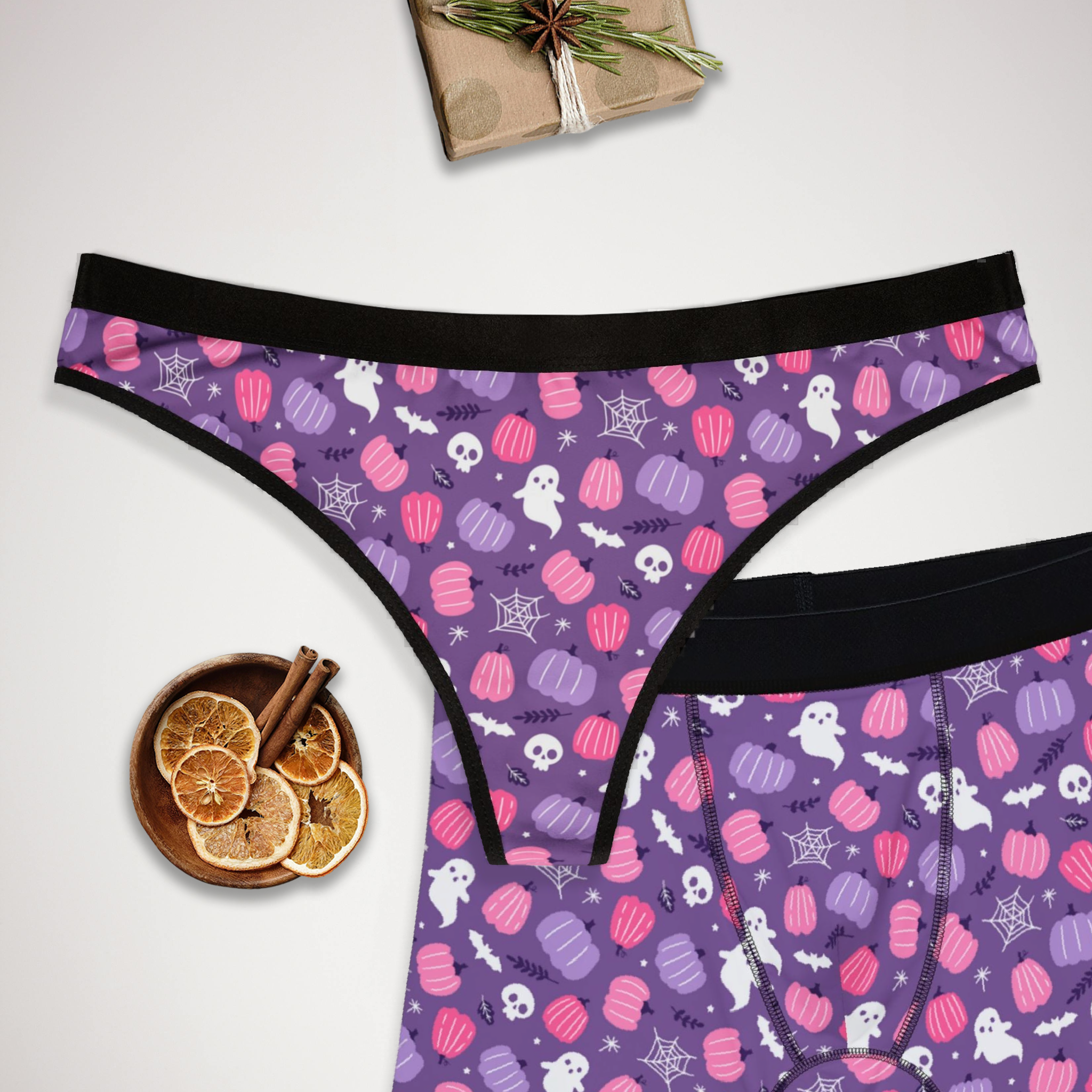 Matching underwear Cute Halloween One for couples boxer & thong set