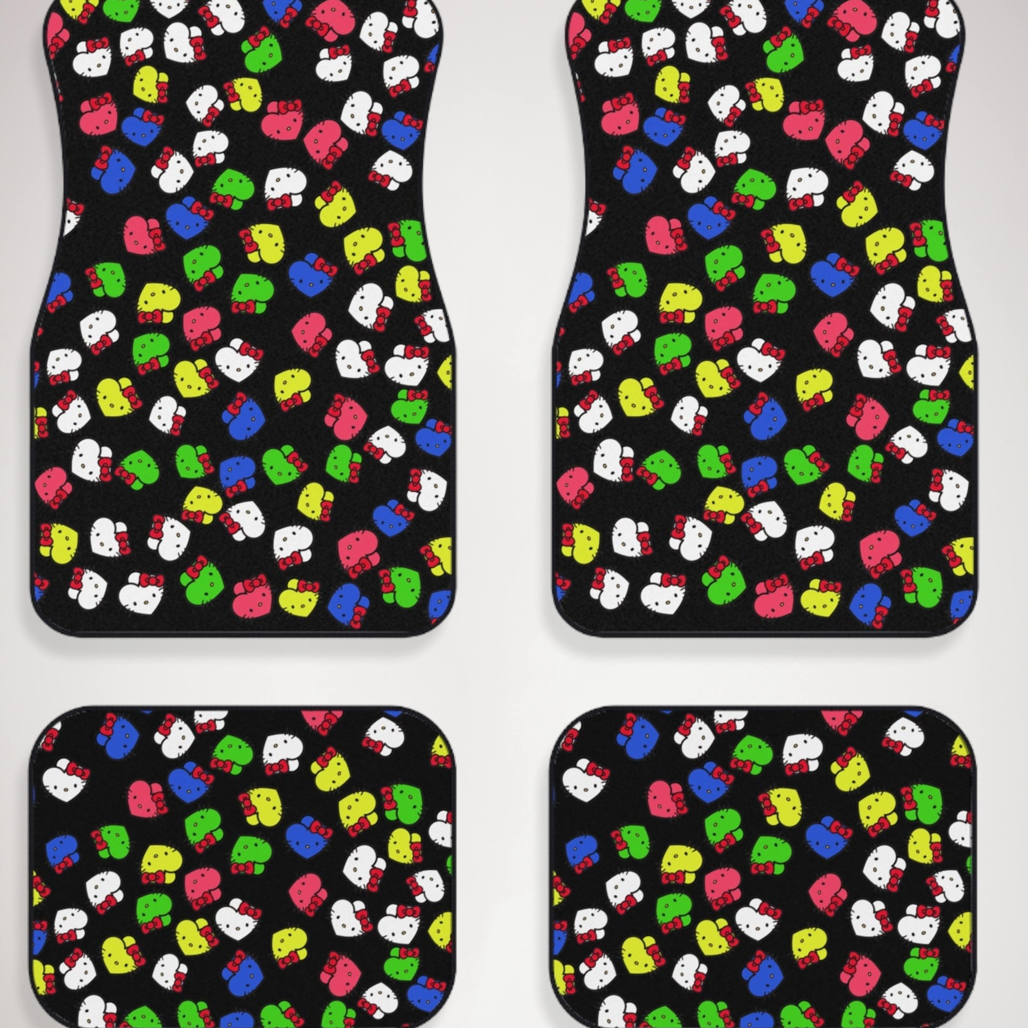 Auto Car Mats kitty hearts multi colors