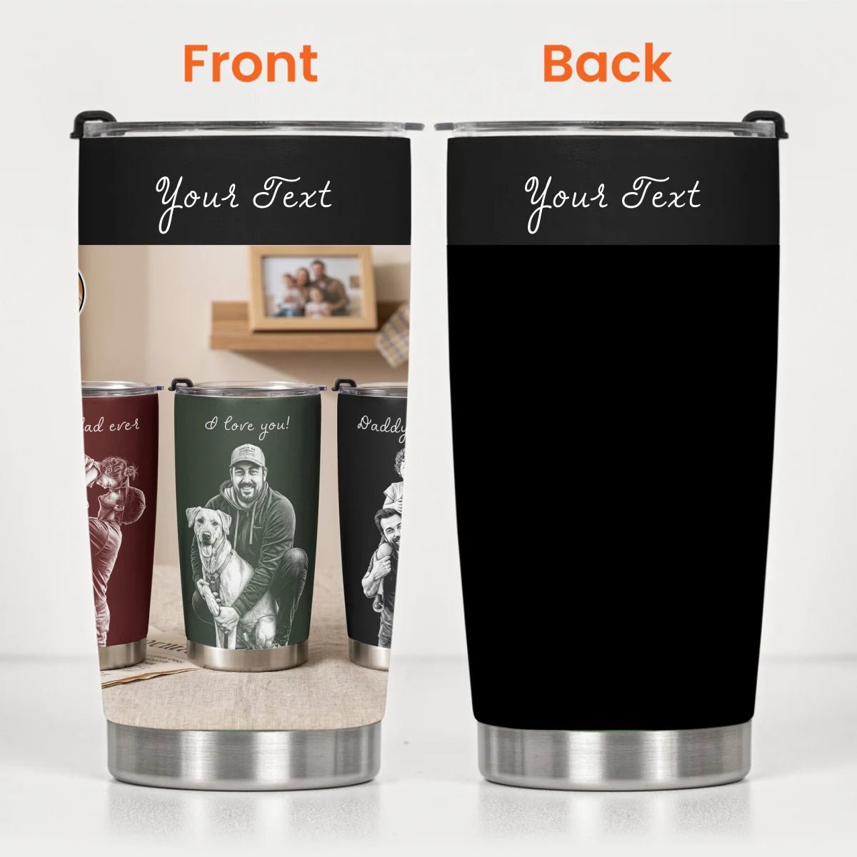 Personalized custom photo sketch art fathers day gift for dad husband grandpa personalized tumbler cup mamaavdf3
