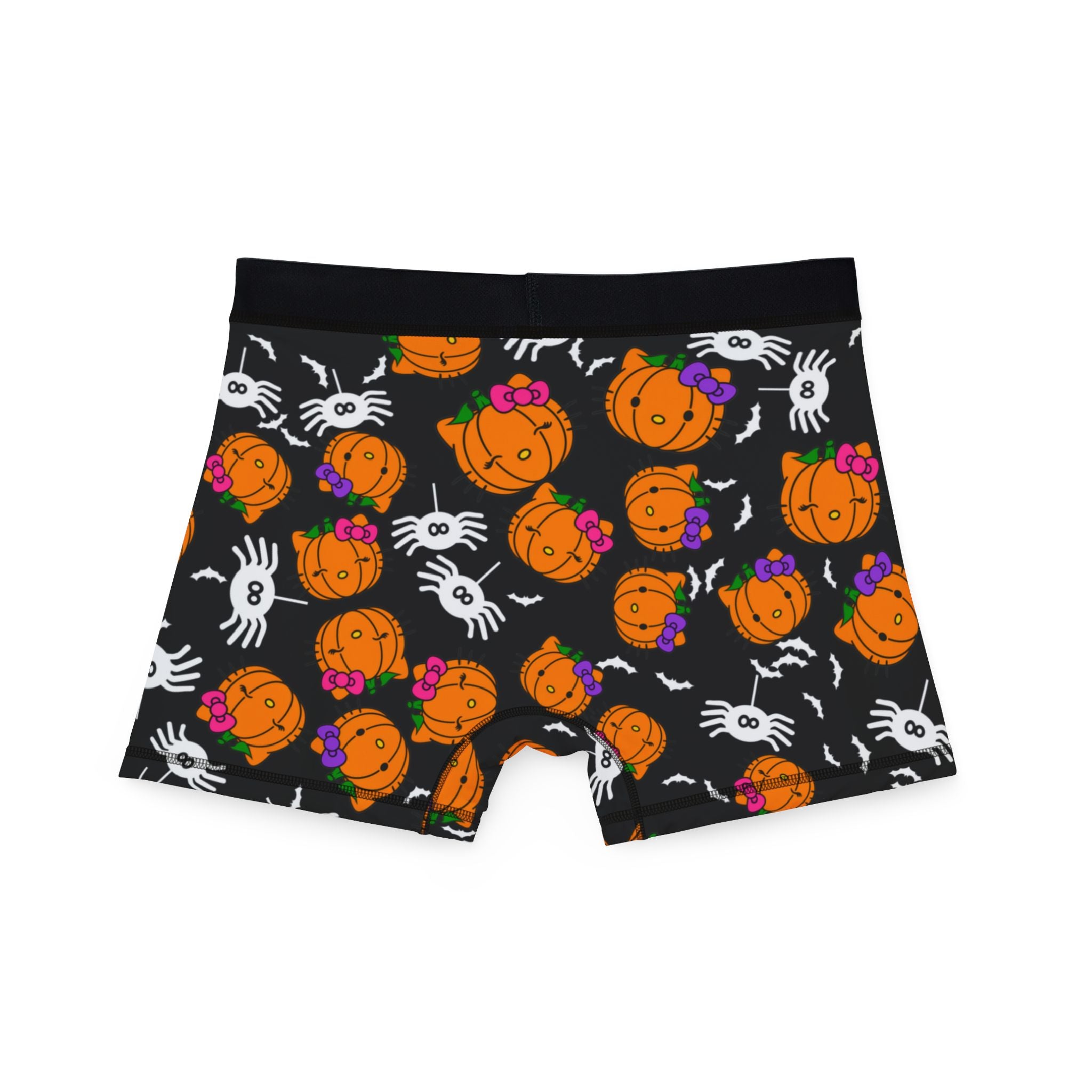 Men's boxers double pumpkin kitty Halloween black