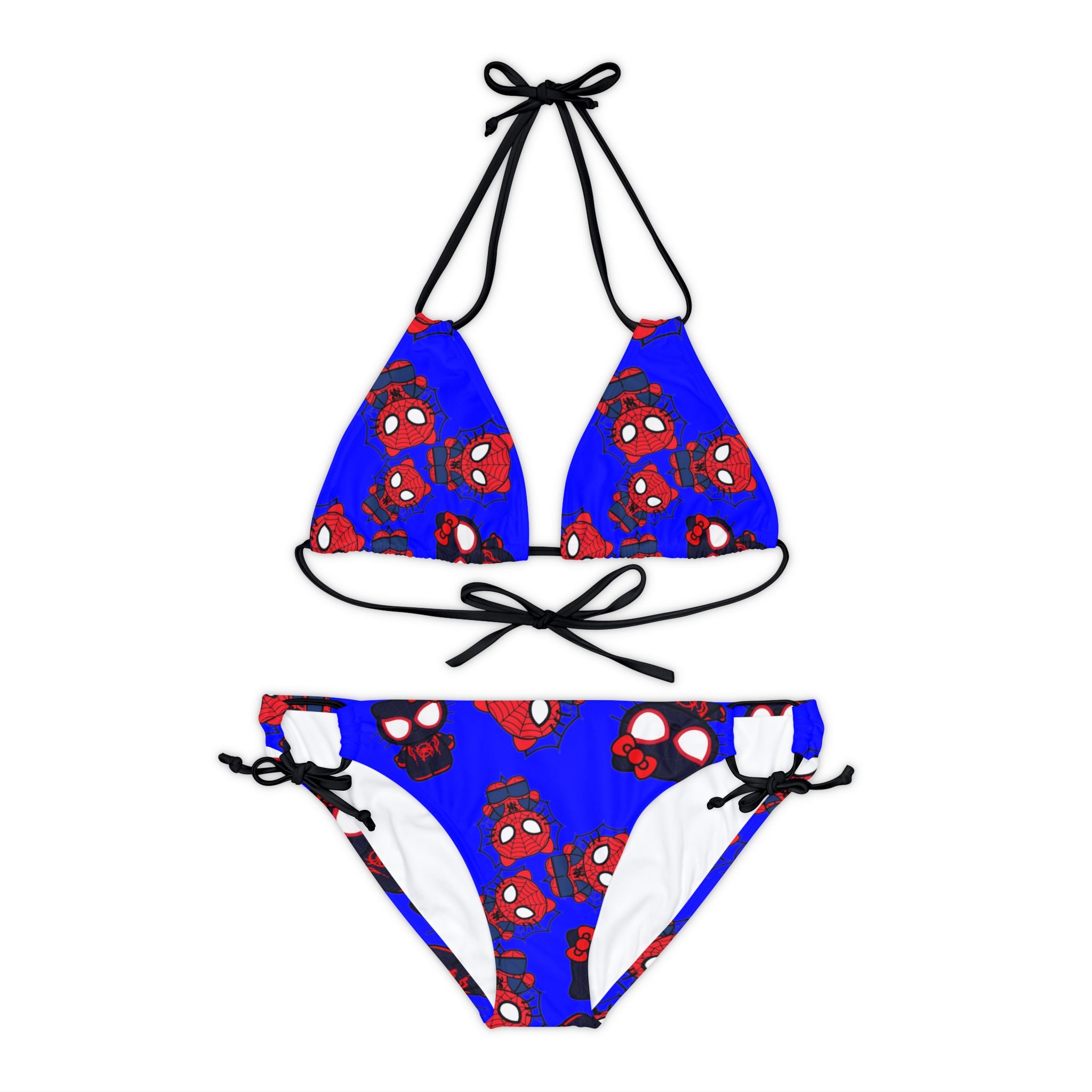 Strappy bikini set kitty spider dark blue