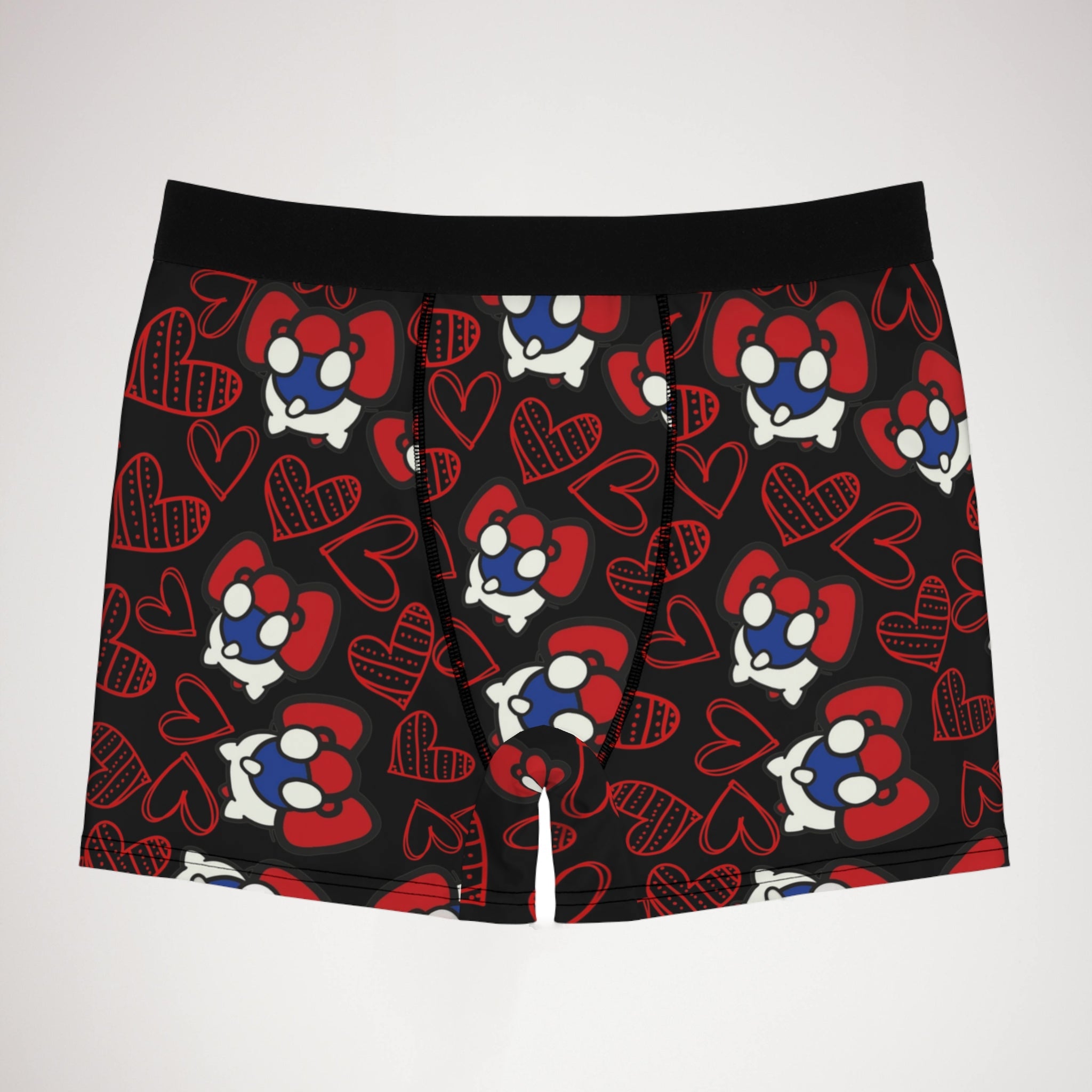 Men's boxer briefs cherry kitty back heart black