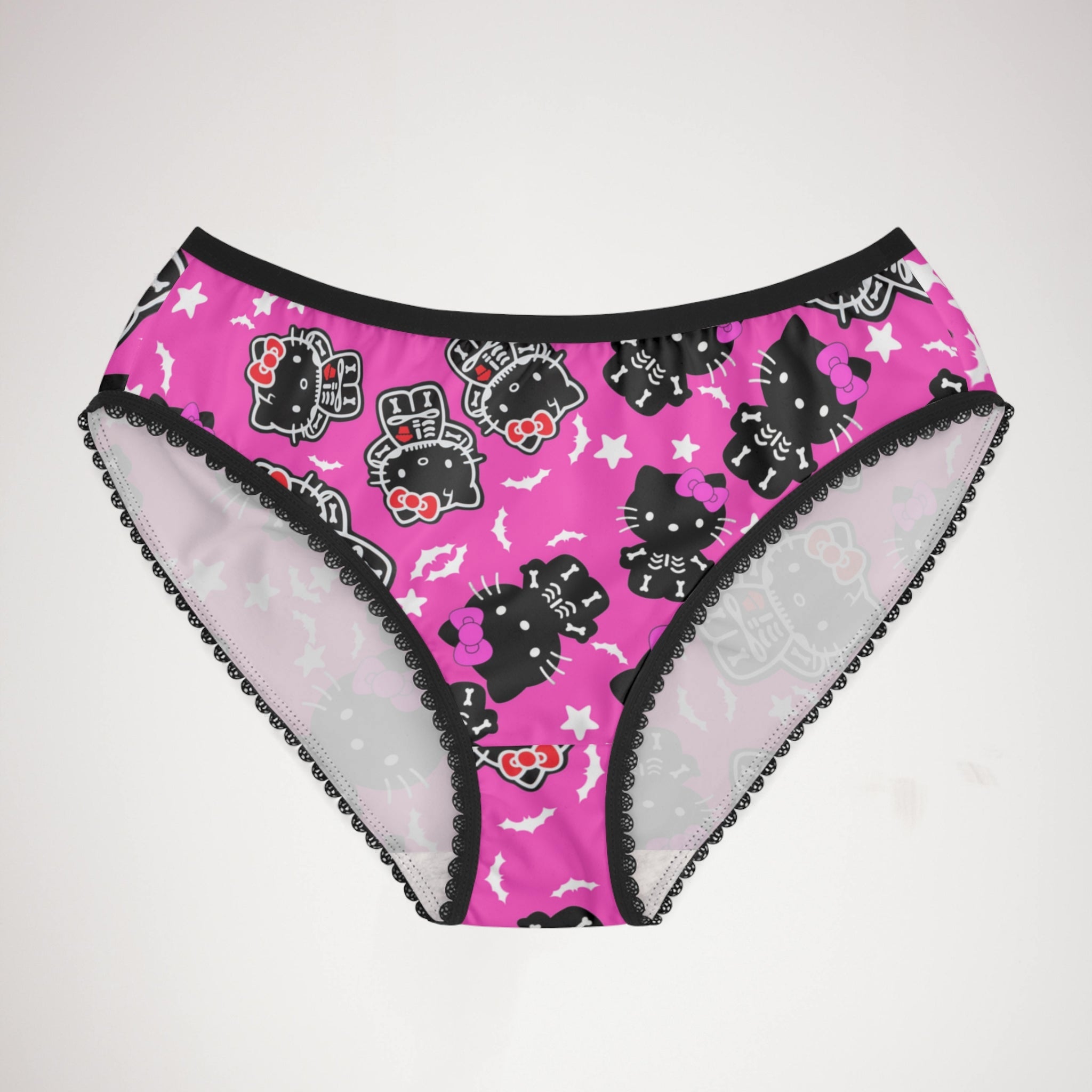 Women's briefs kitty halloween bones pink