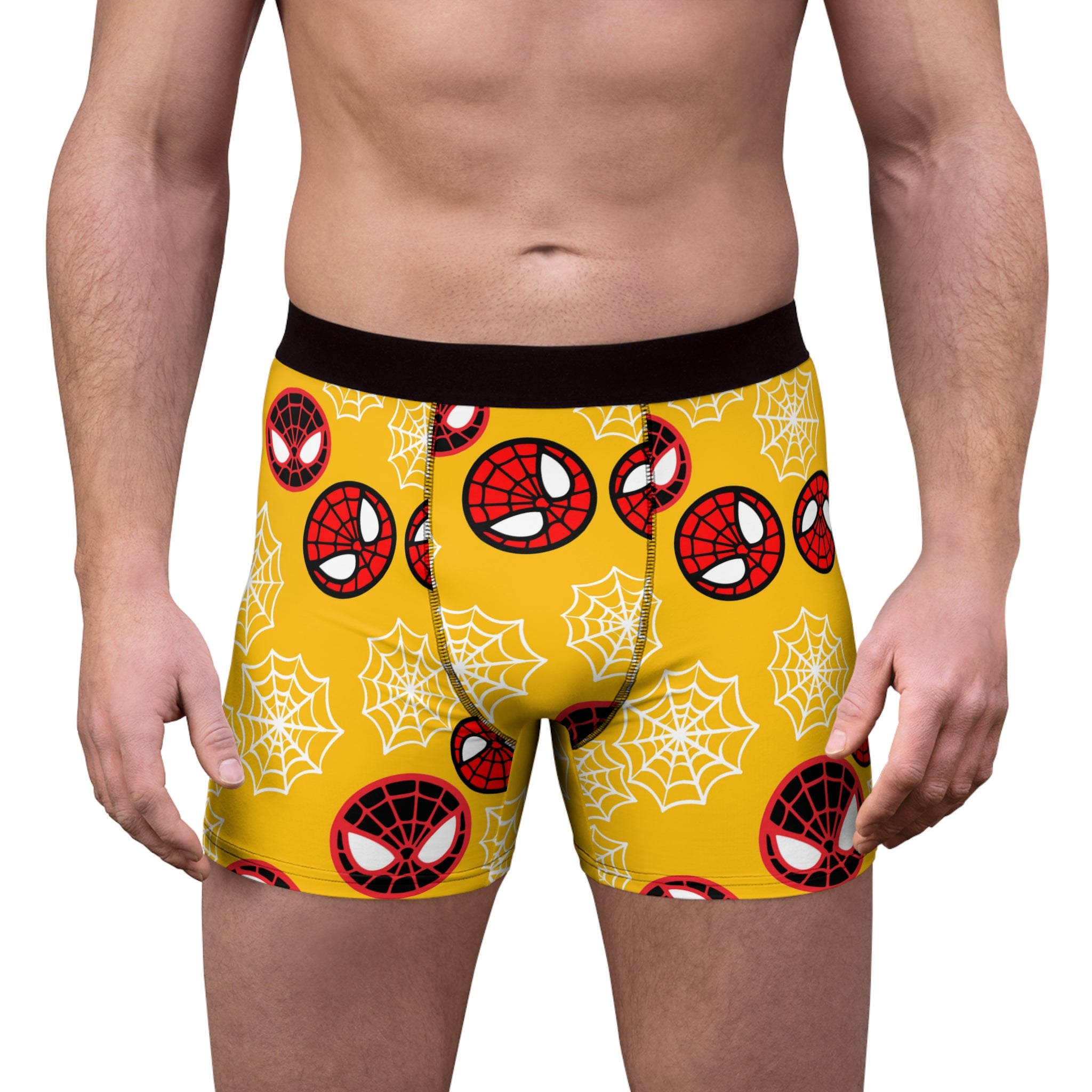 Men's boxer briefs spider circle web yellow