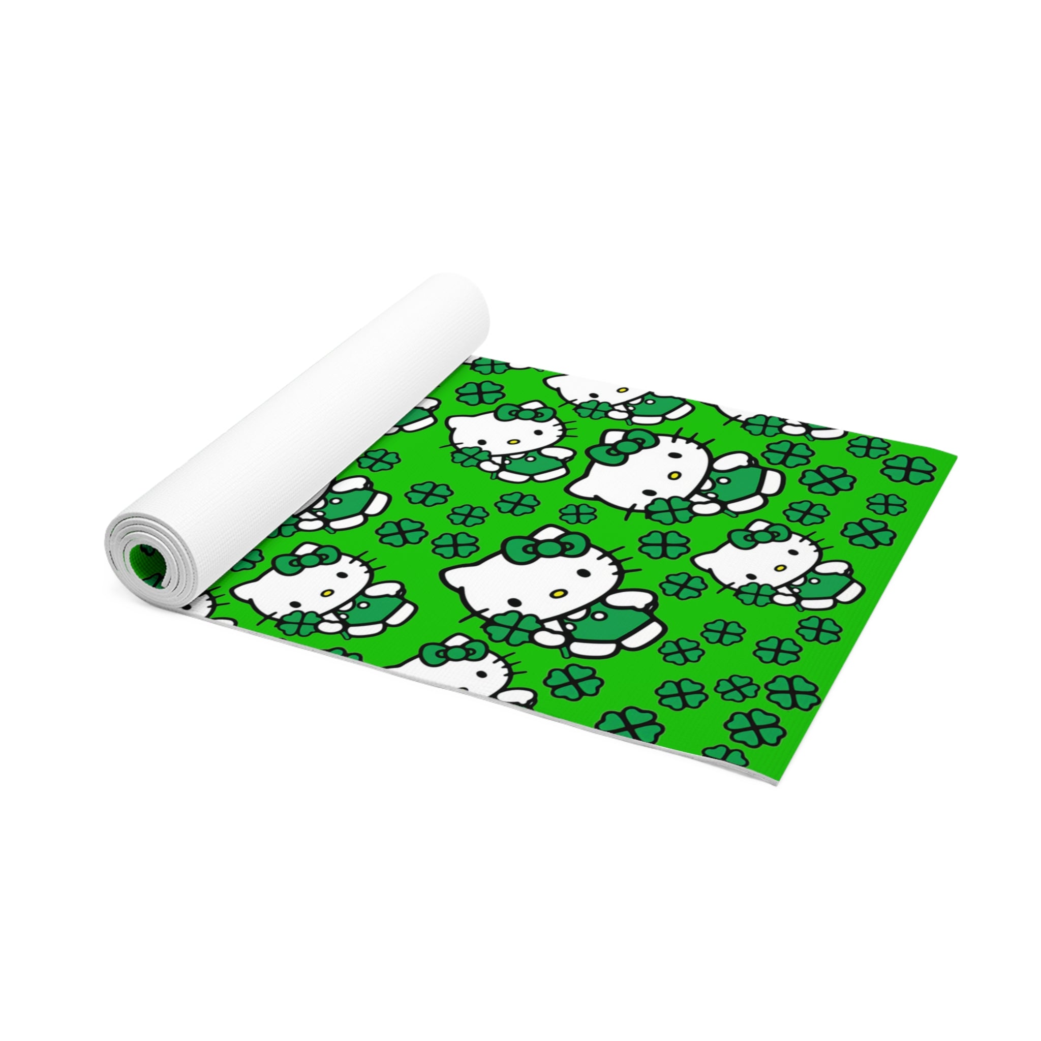 Foam yoga mat kitty saint patrick lucky green