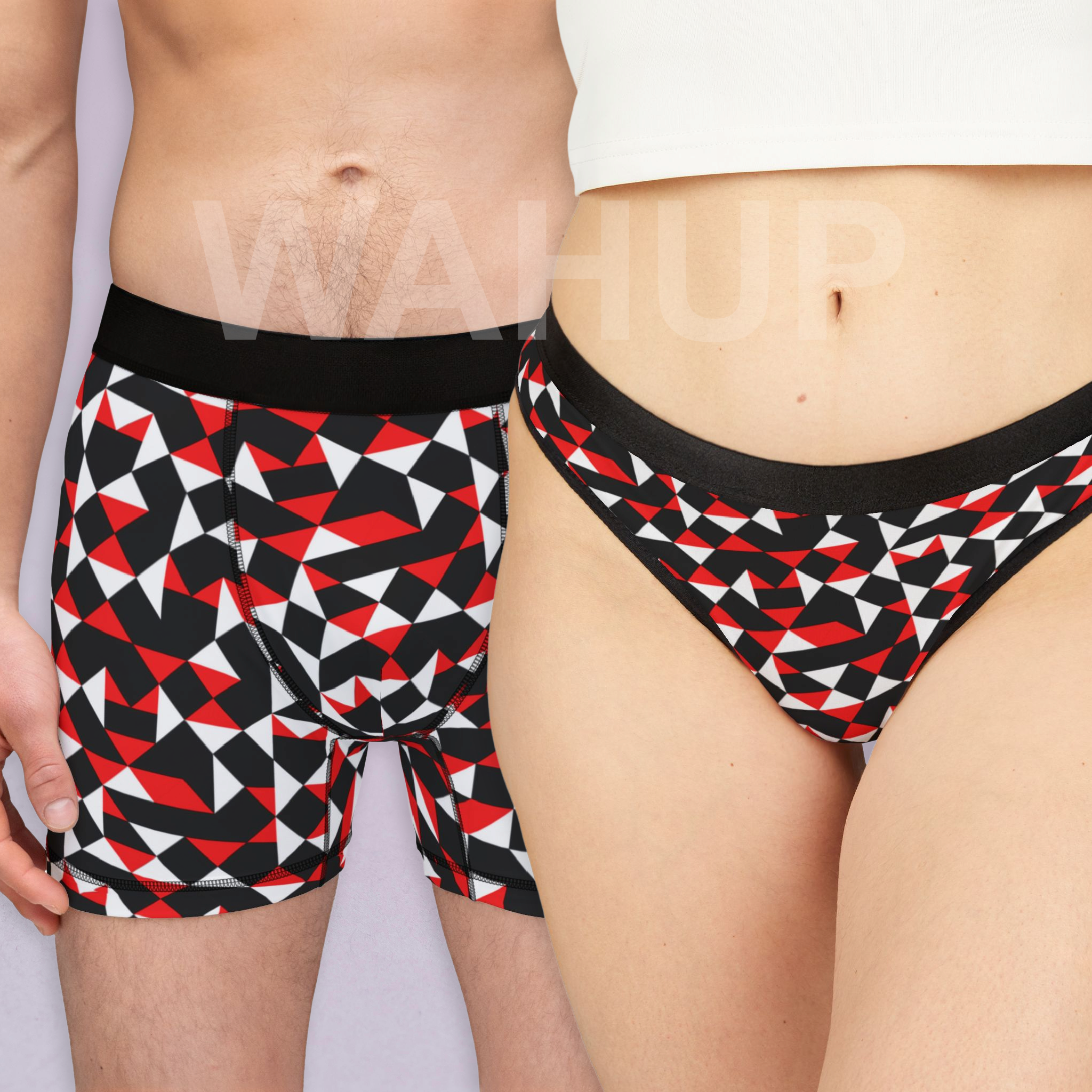 Matching underwear Black and Red for couples boxer & thong set