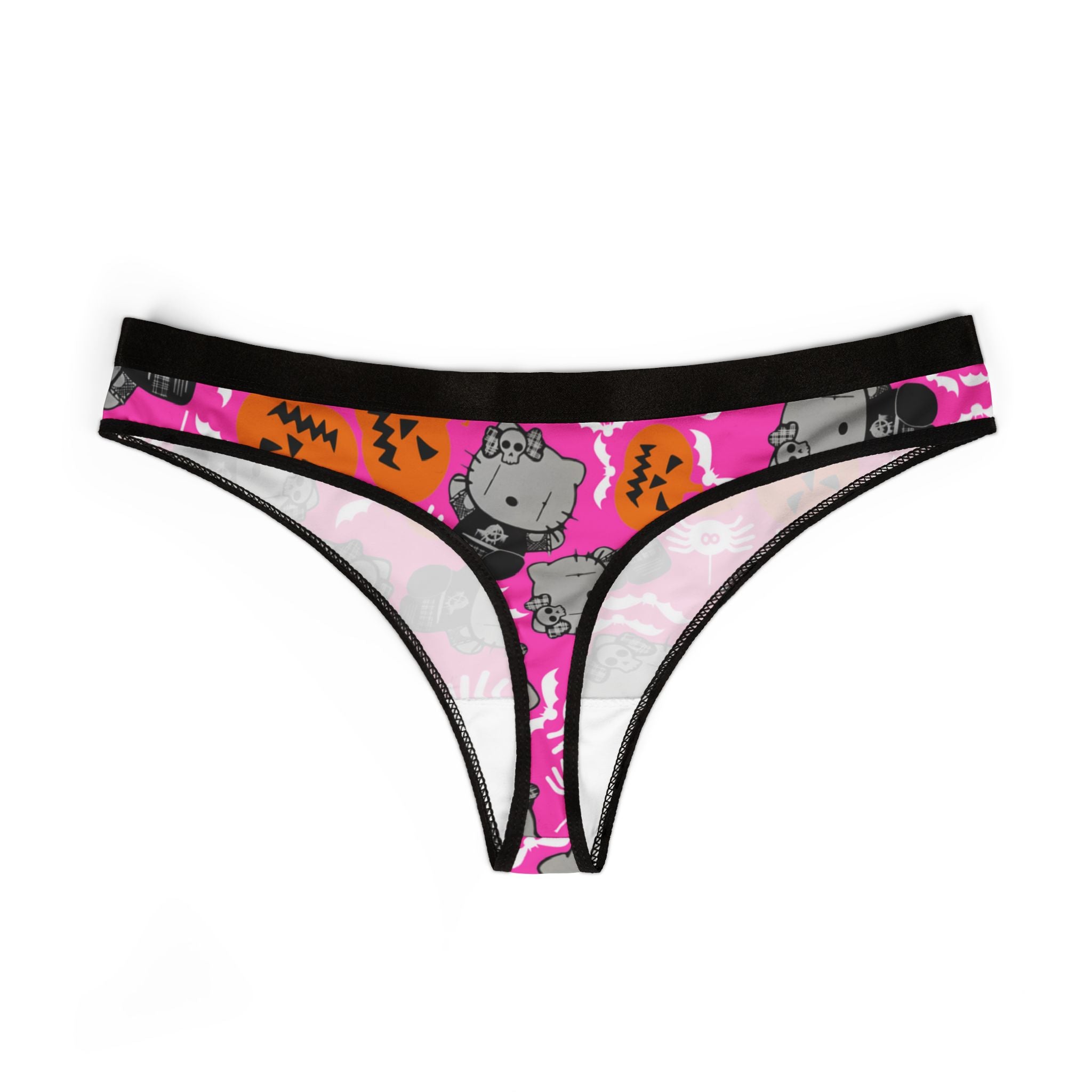 Women's thongs kitty blank pumpkin halloween pink