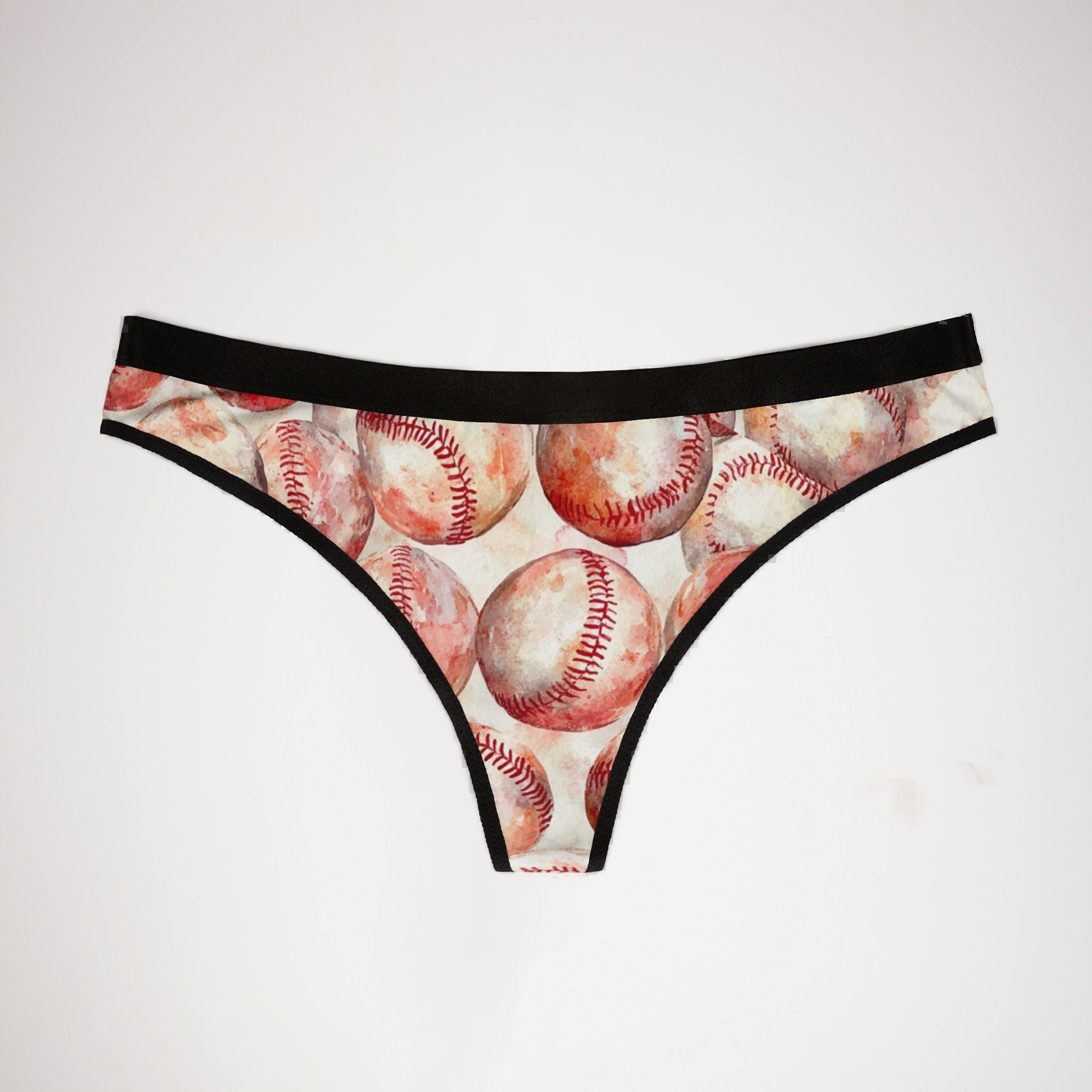 Women's thongs watercolor baseball one
