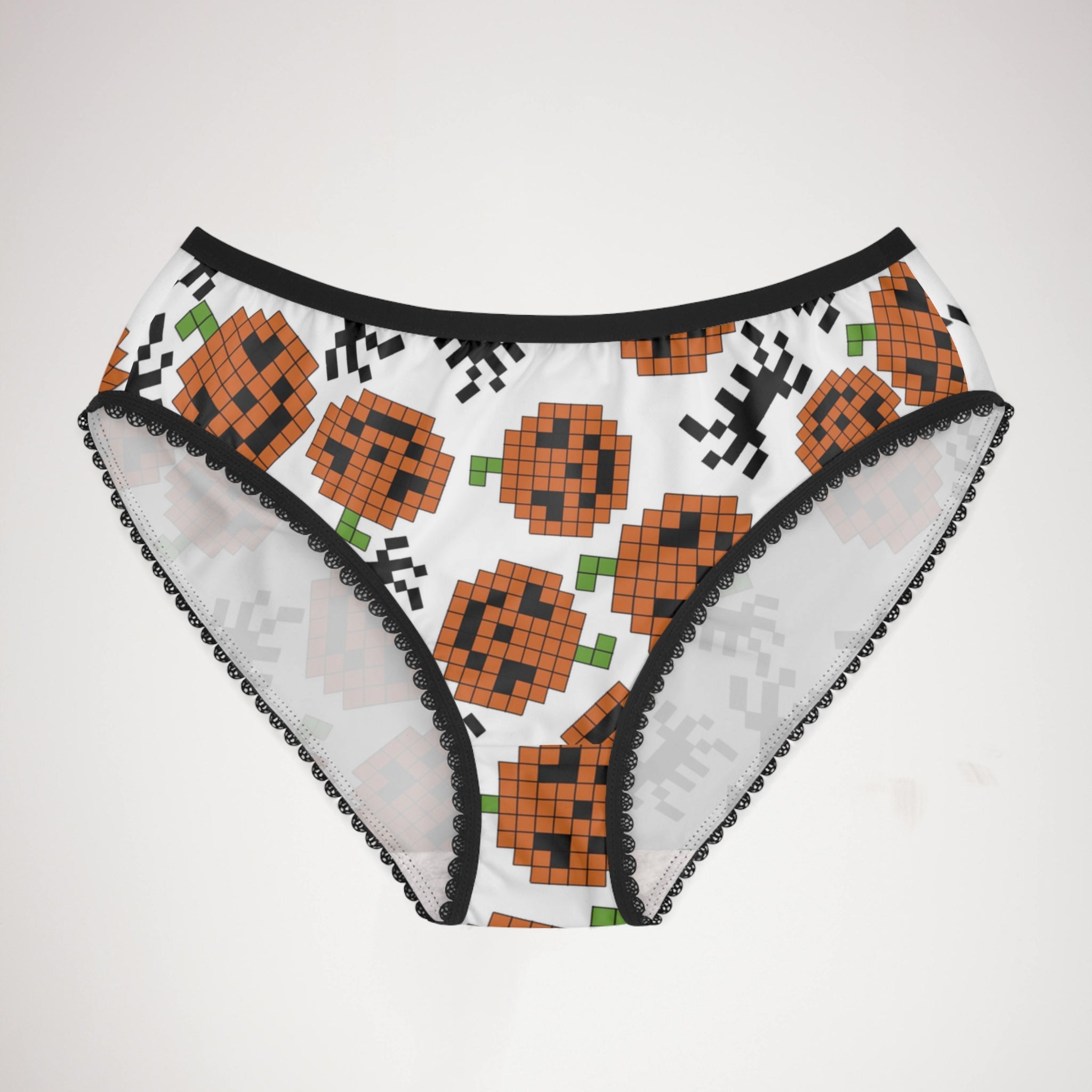 Women's briefs pumpkin spider pixel halloween white