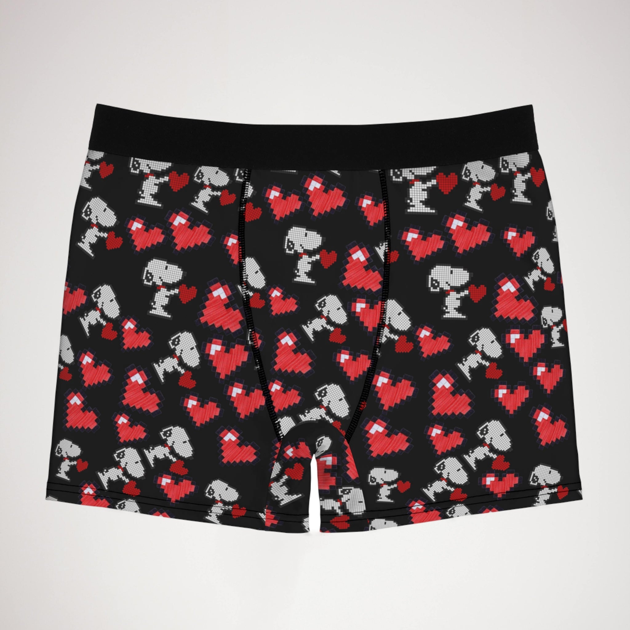 Men's boxer briefs snoopy hearts valentine black