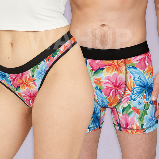 Matching underwear Preppy Butterflies for couples boxer & thong set