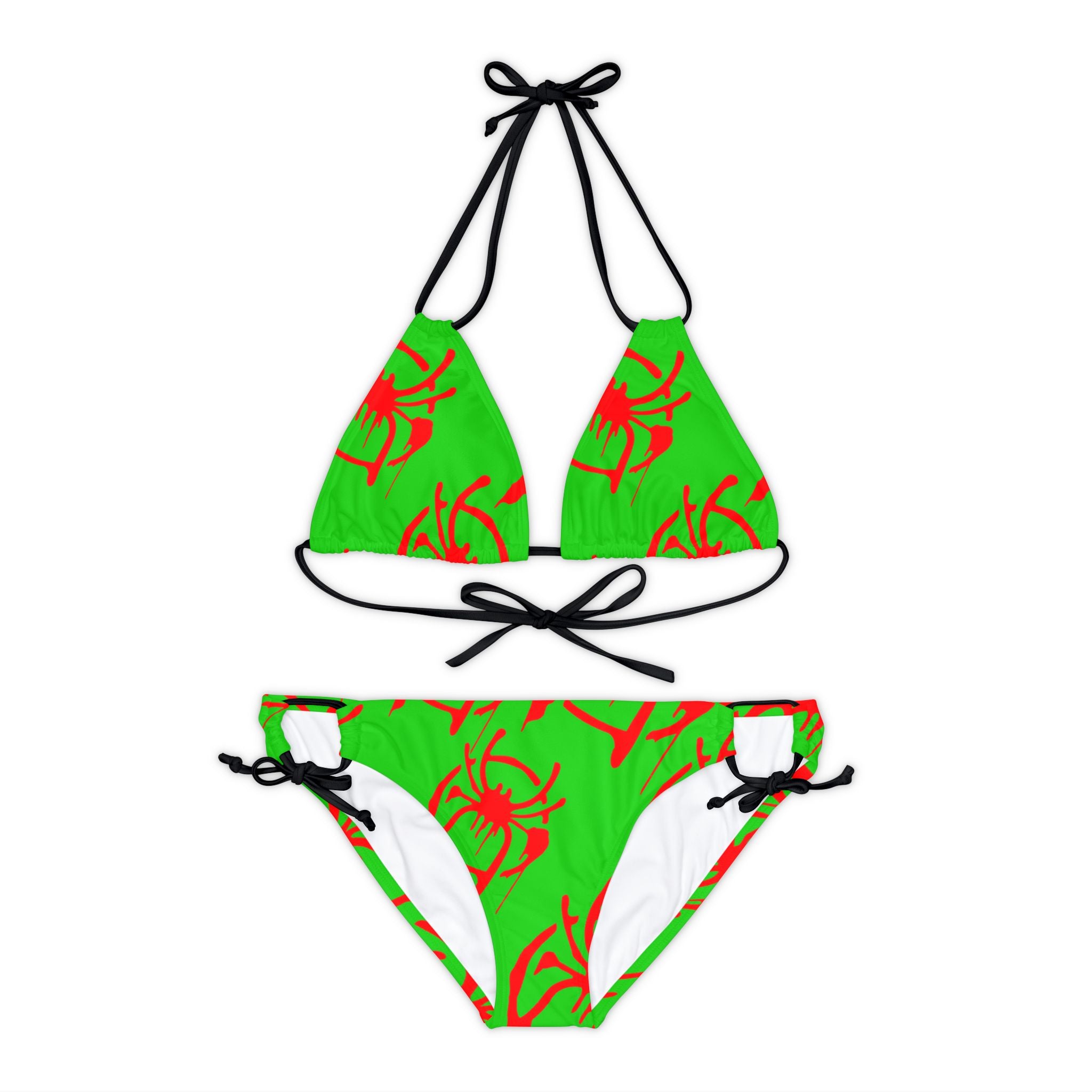 Strappy bikini set only spider web green