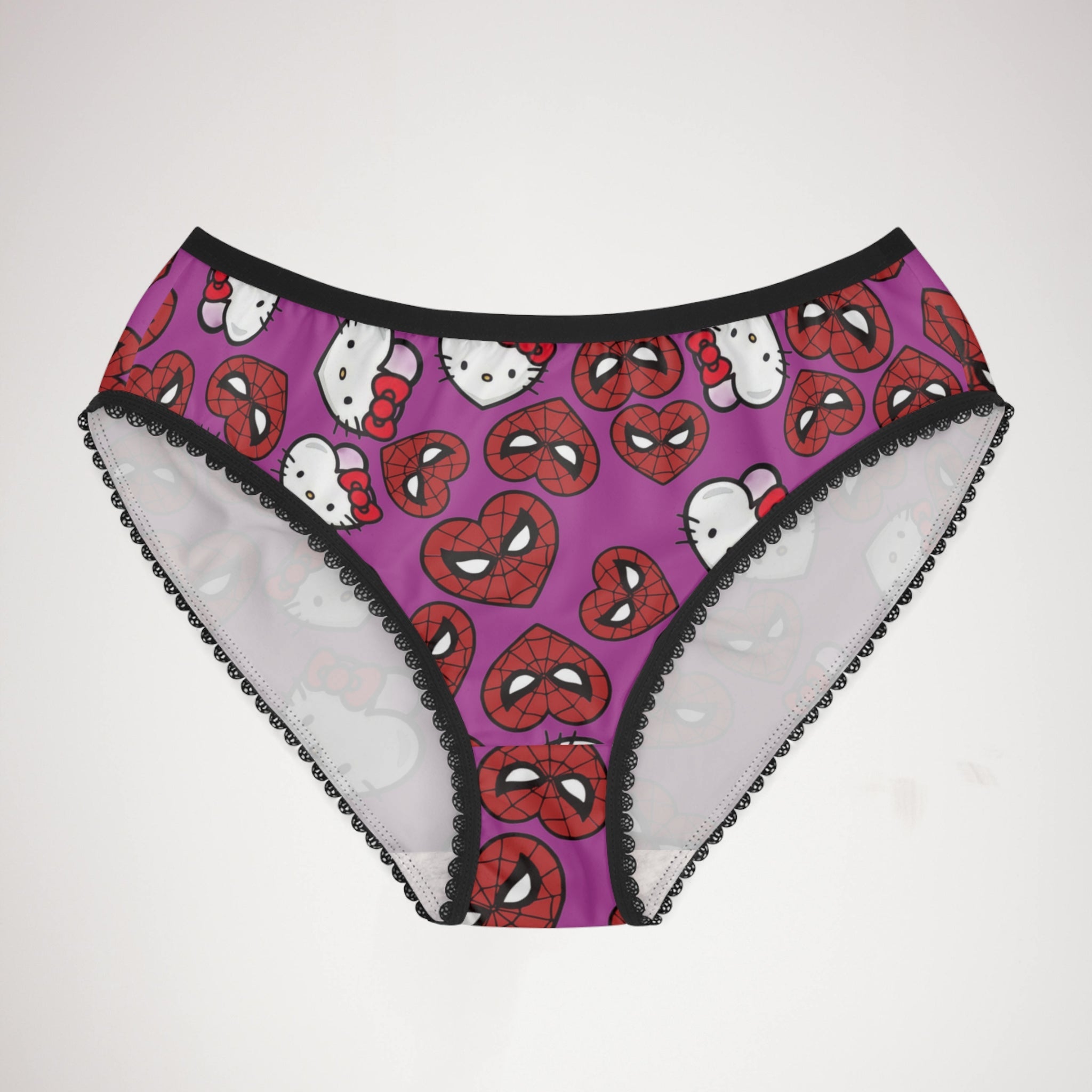 Women's briefs spider kitty double hearts purple