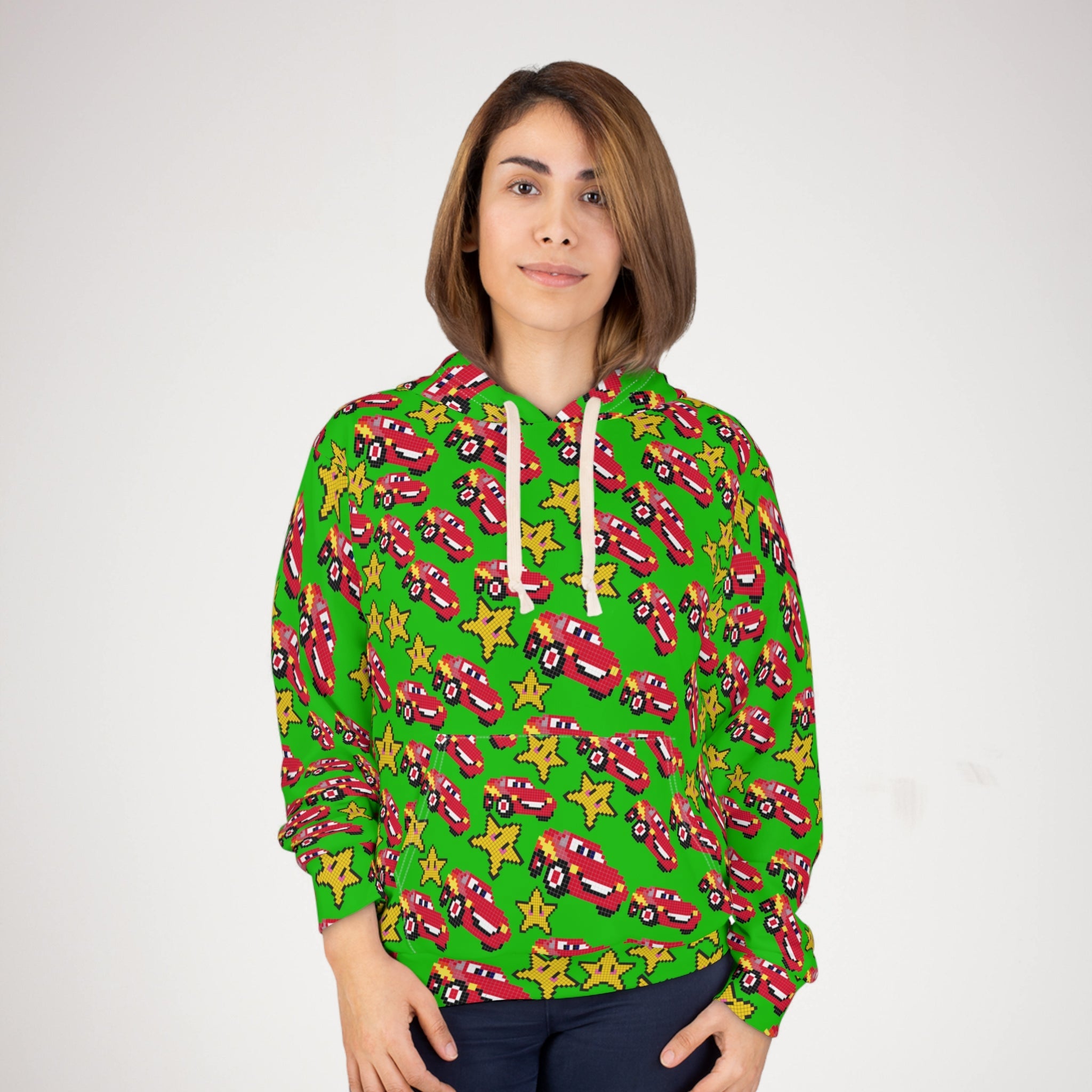 Unisex pullover hoodie mcqueen stars green