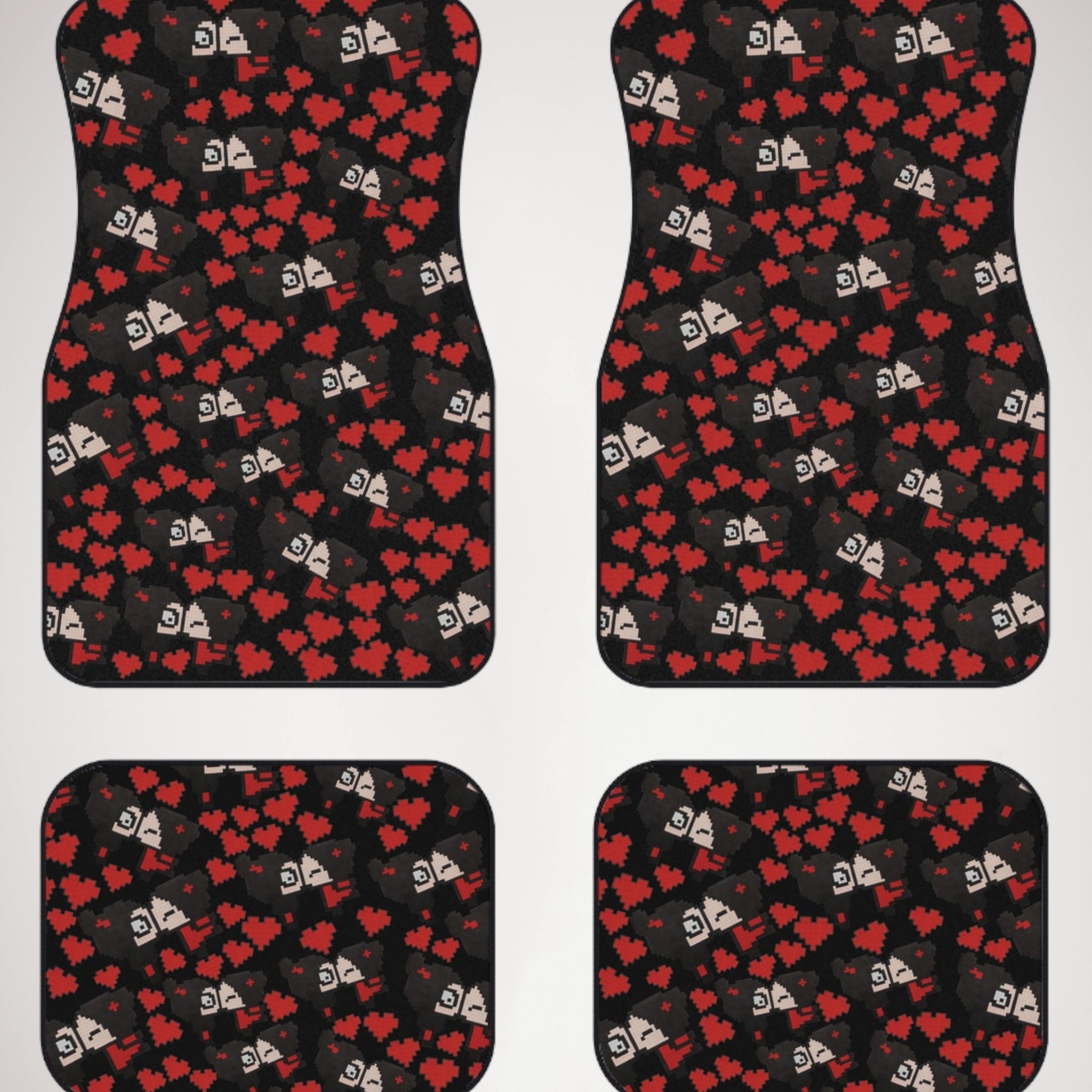 Car mats (set of 4) pixel pucca kiss heart black