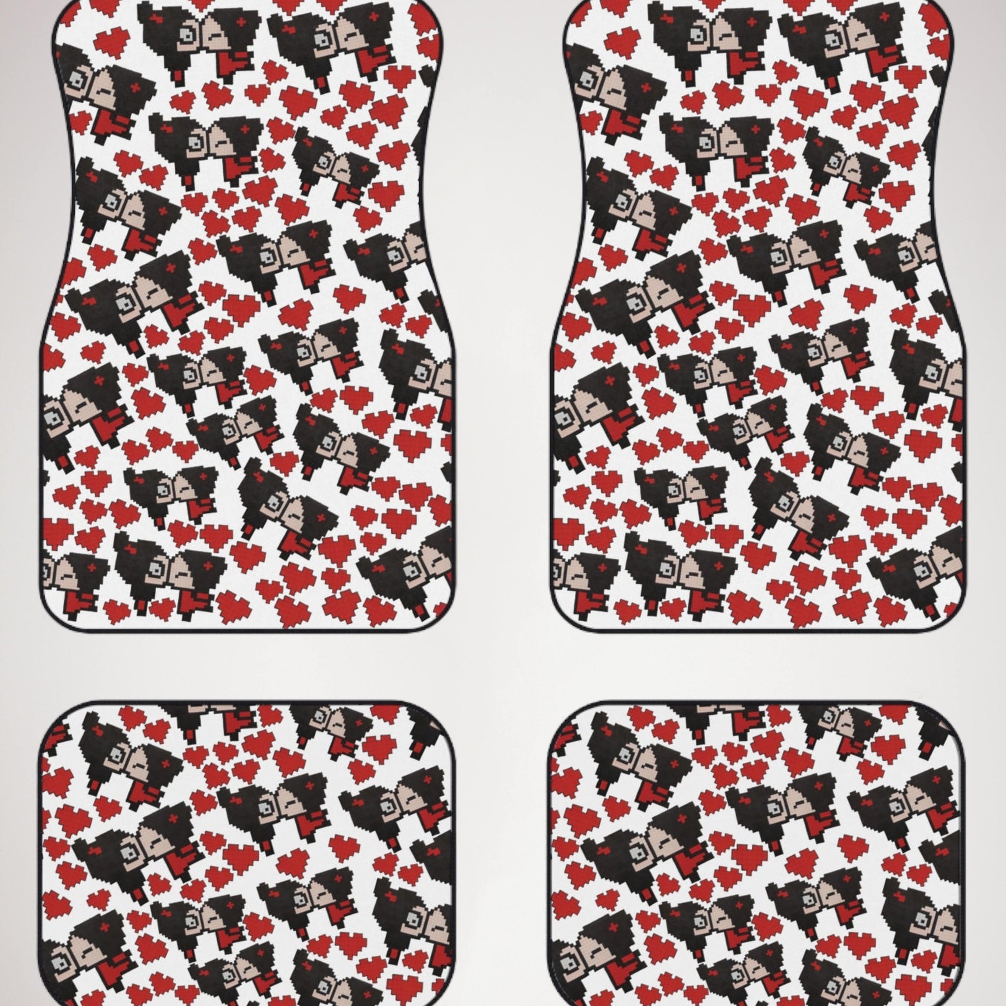 Car mats (set of 4) pixel pucca kiss heart white