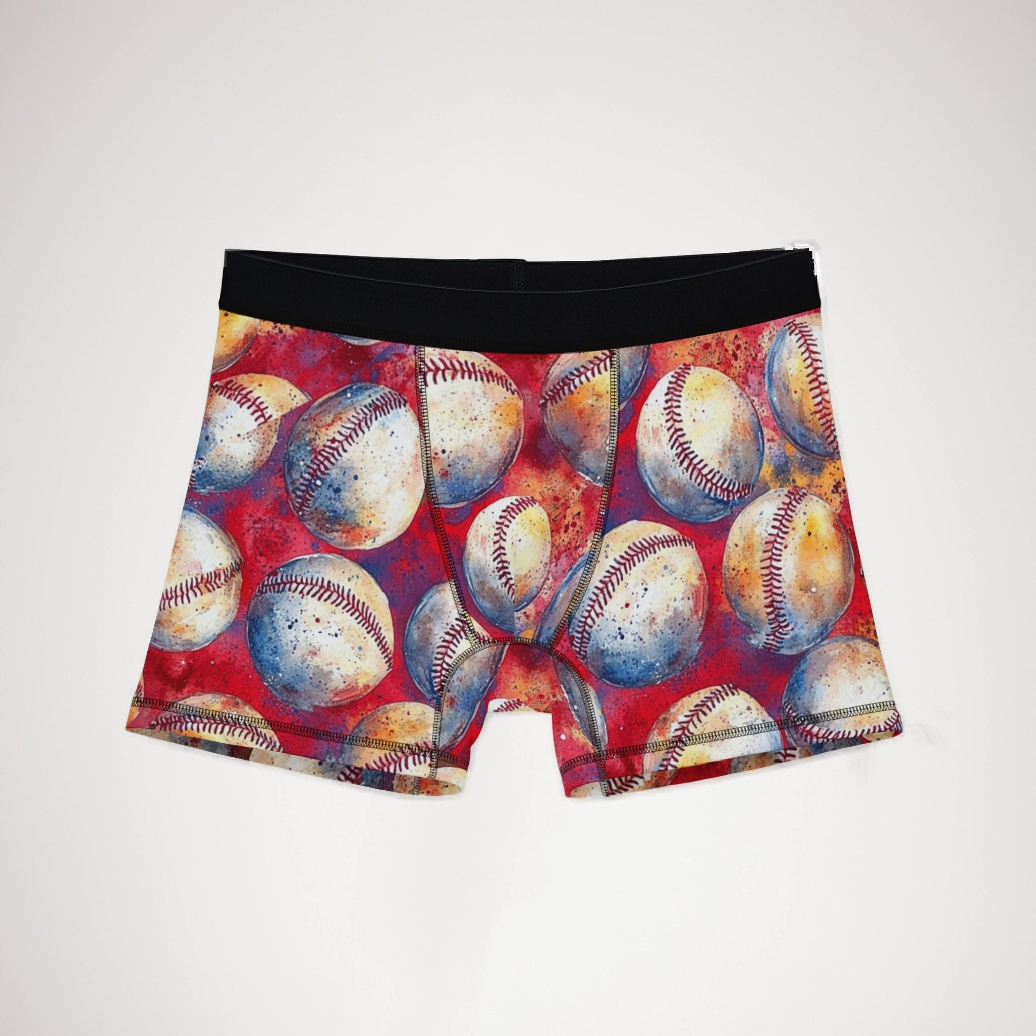 Men's boxers watercolor baseball one