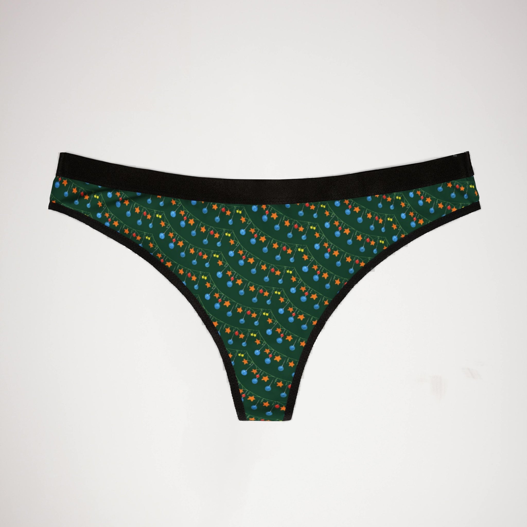 Women's thongs green christmas santa